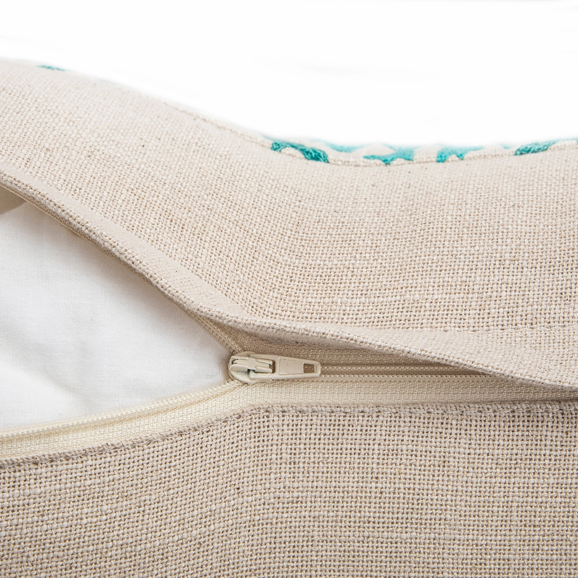 Indra Suzani Cyan Blue Crewelwork Wool Embroidered Cushion