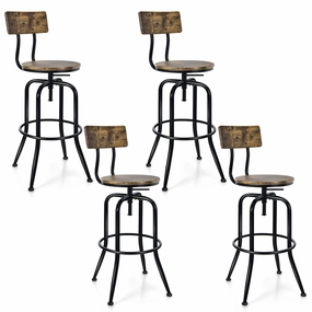 Industrial Bar Stool, Vintage Adjustable Swivel Counter Height Kitchen Dining Chair with Arc-Shaped Backrest kitchen towel, placemats