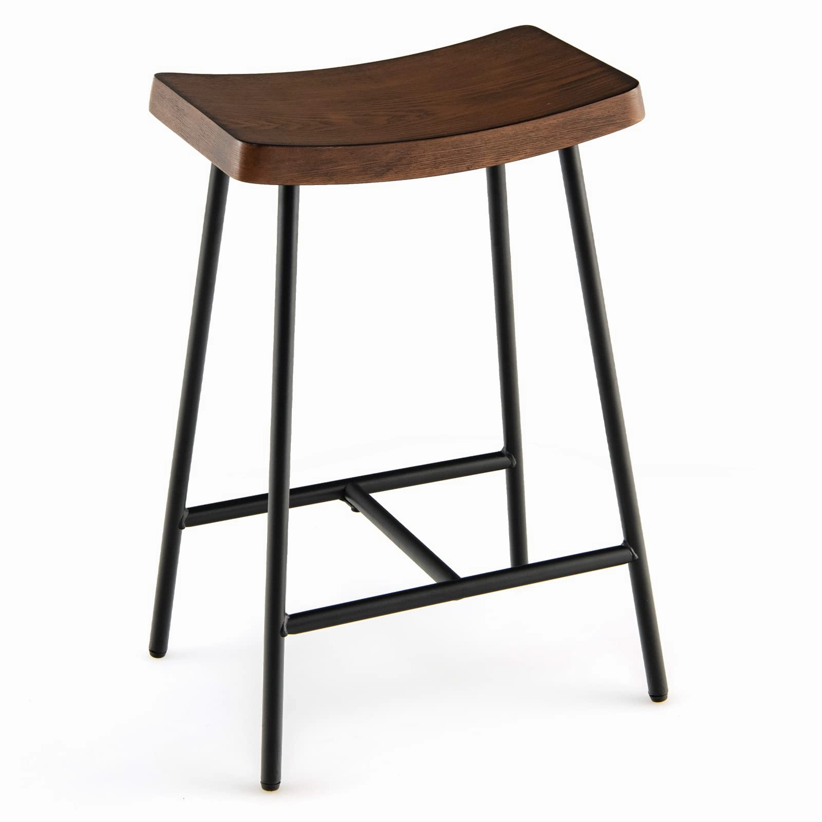 Industrial Saddle Stool with Footrest, Metal Legs, Adjustable Foot Pads, Backless Counter Height Chair for Living Room Kitchen Bar kitchen towel, placemats