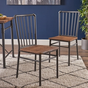 Industrial Textured Brown Steel and Wood Finished Chairs (Set of 2) - NH832503 kitchen accessories, table linens
