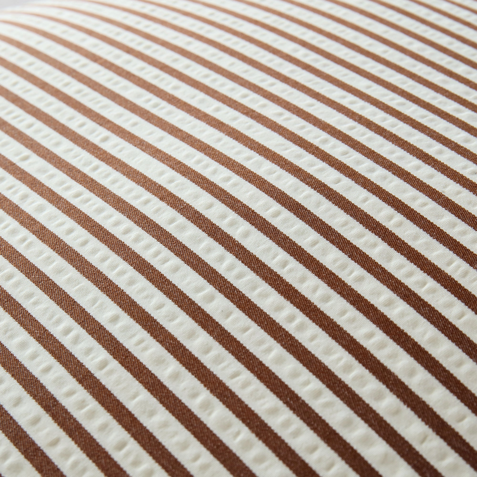 Iris Ticking Brown Stripe Seersucker Frill Cushion