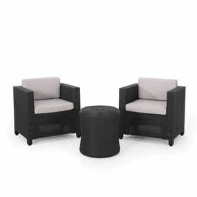Iven Outdoor 2 Seater Faux Wicker Chat Set with Cushions outdoor furniture, garden bench