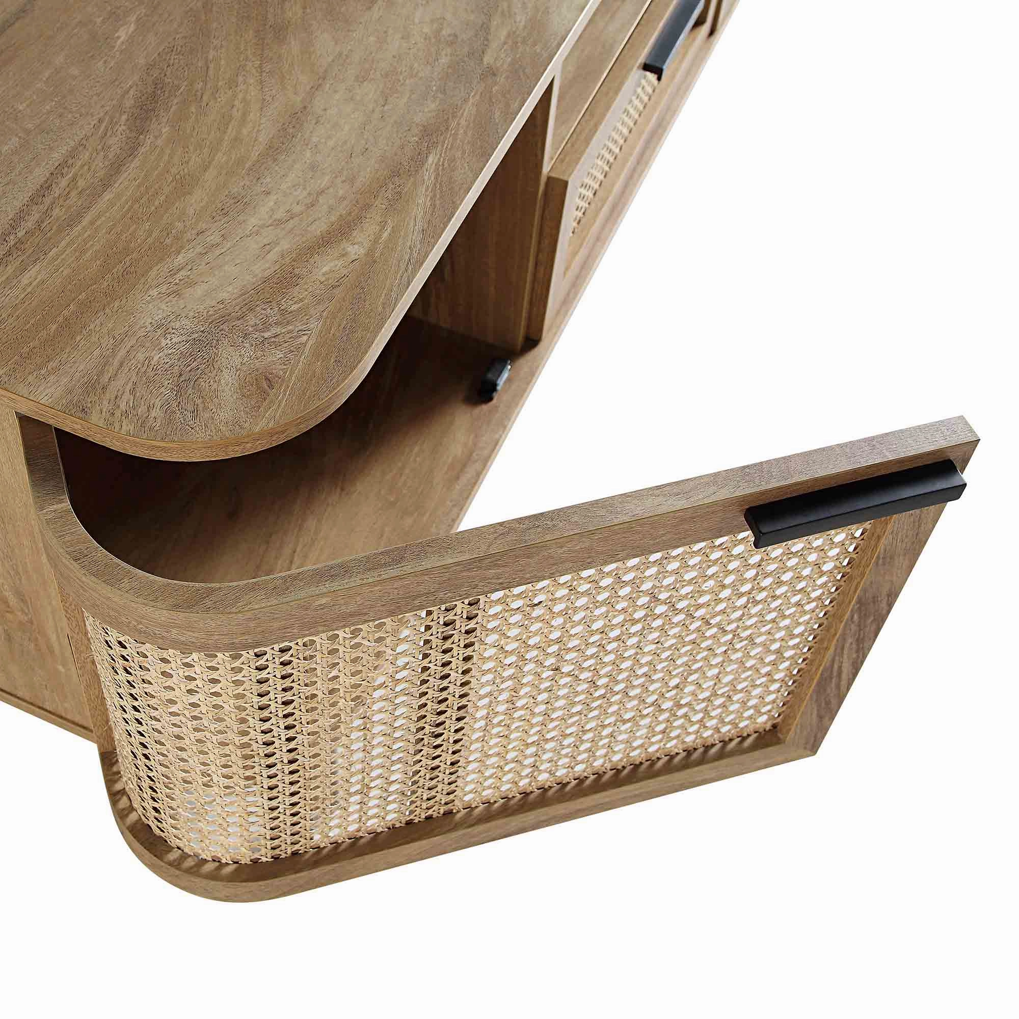 Izzy Curved Rattan 150cm TV Unit, Natural