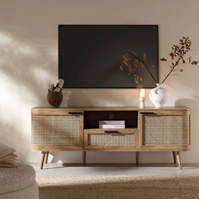 Izzy Curved Rattan 150cm TV Unit, Natural