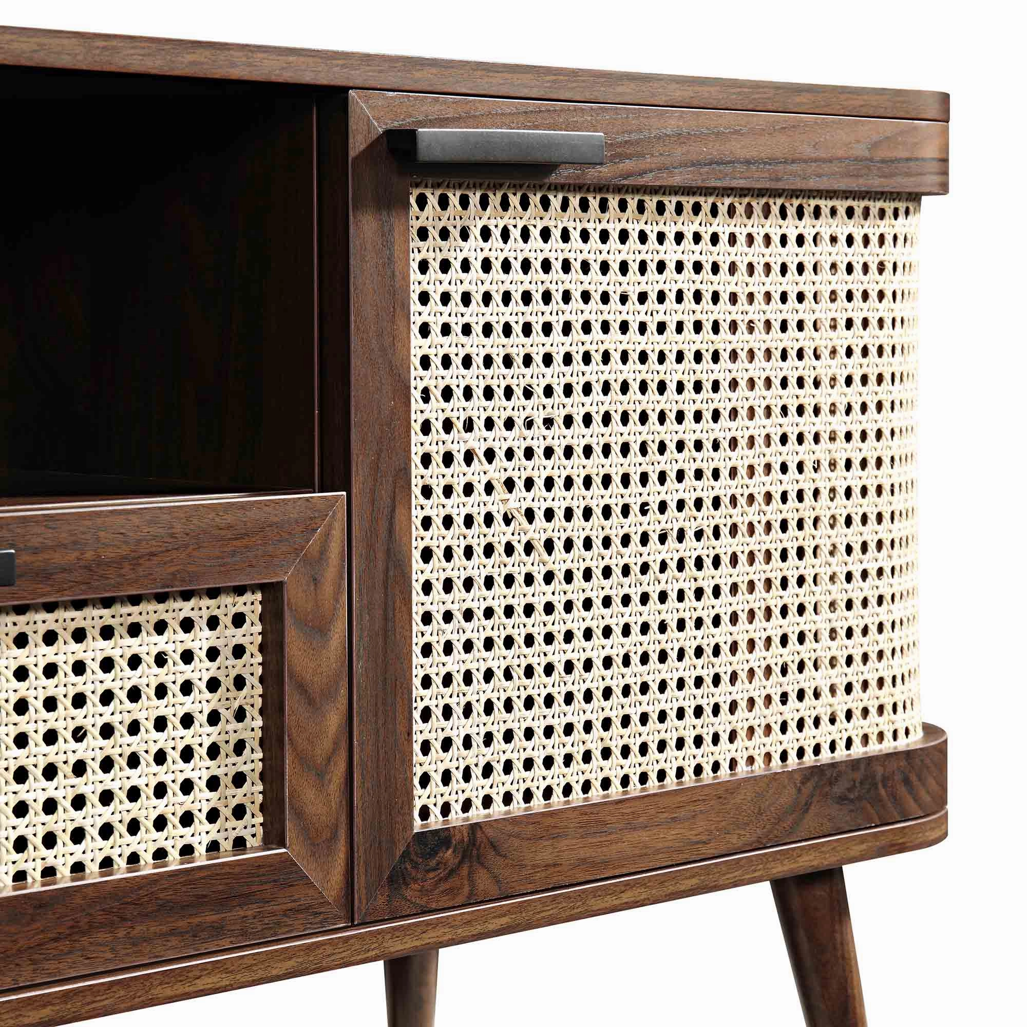 Izzy Curved Rattan 150cm TV Unit, Walnut