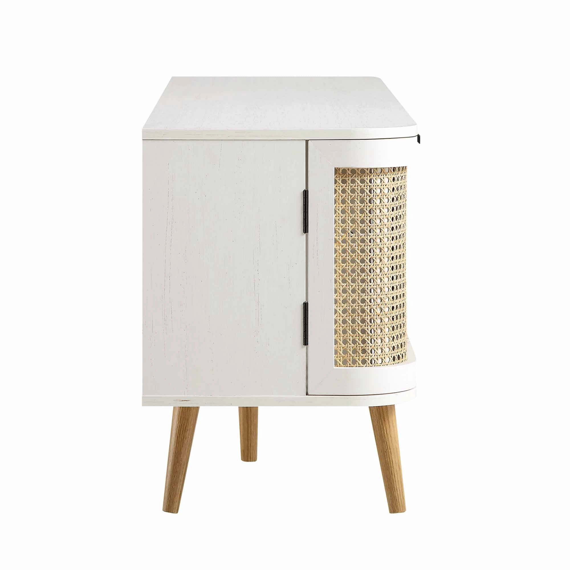 Izzy Curved Rattan 150cm TV Unit, White