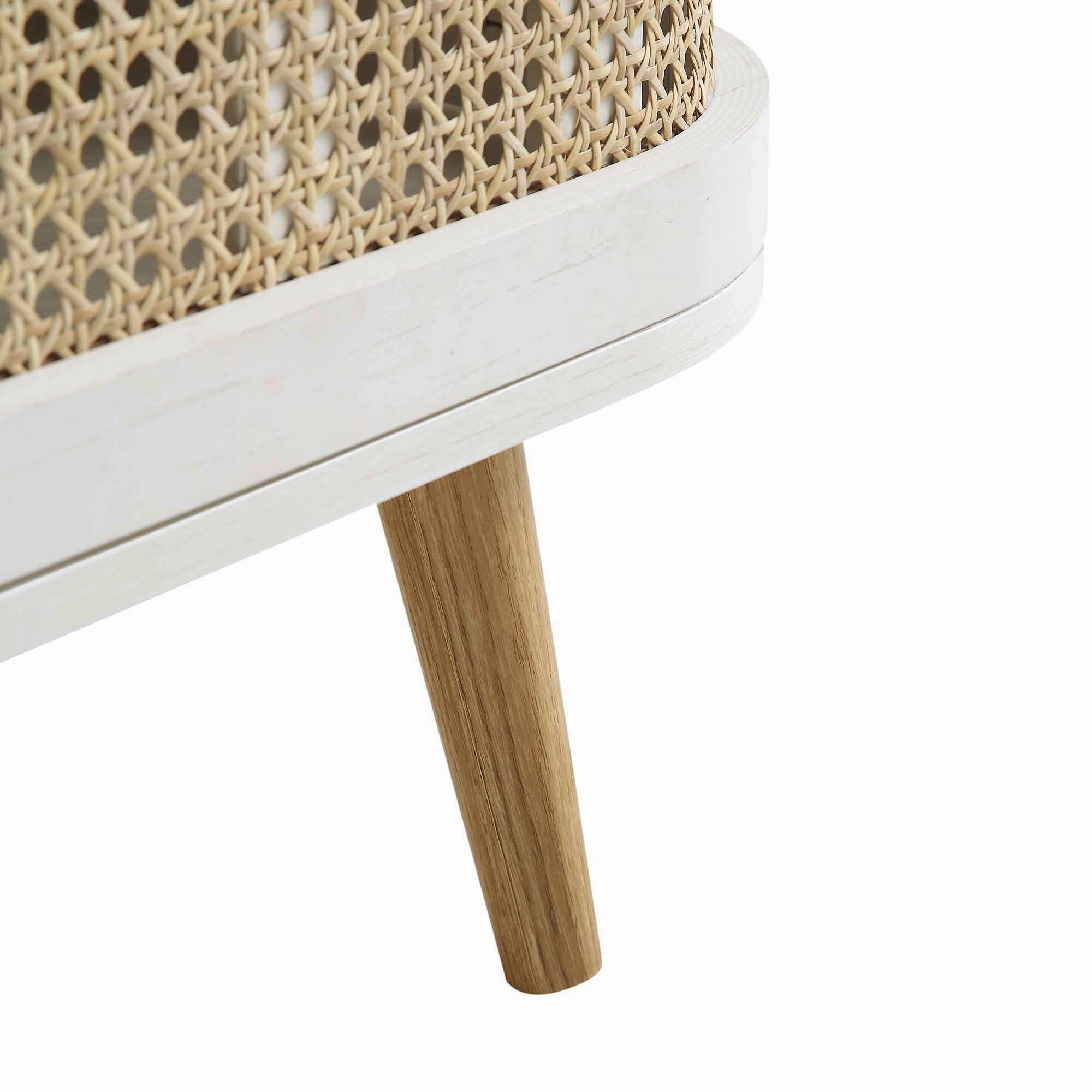Izzy Curved Rattan 150cm TV Unit, White