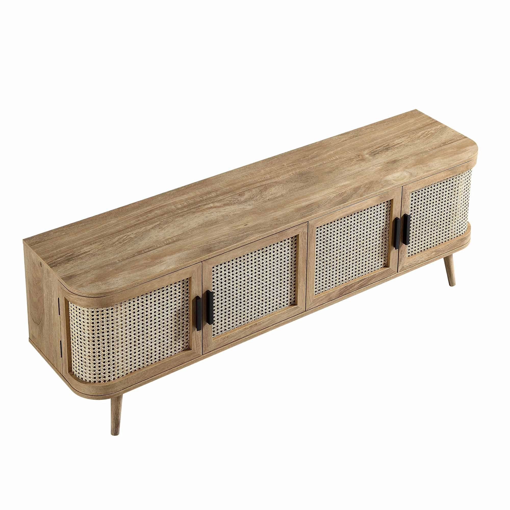 Izzy Curved Rattan 160cm Wide TV Unit, Natural