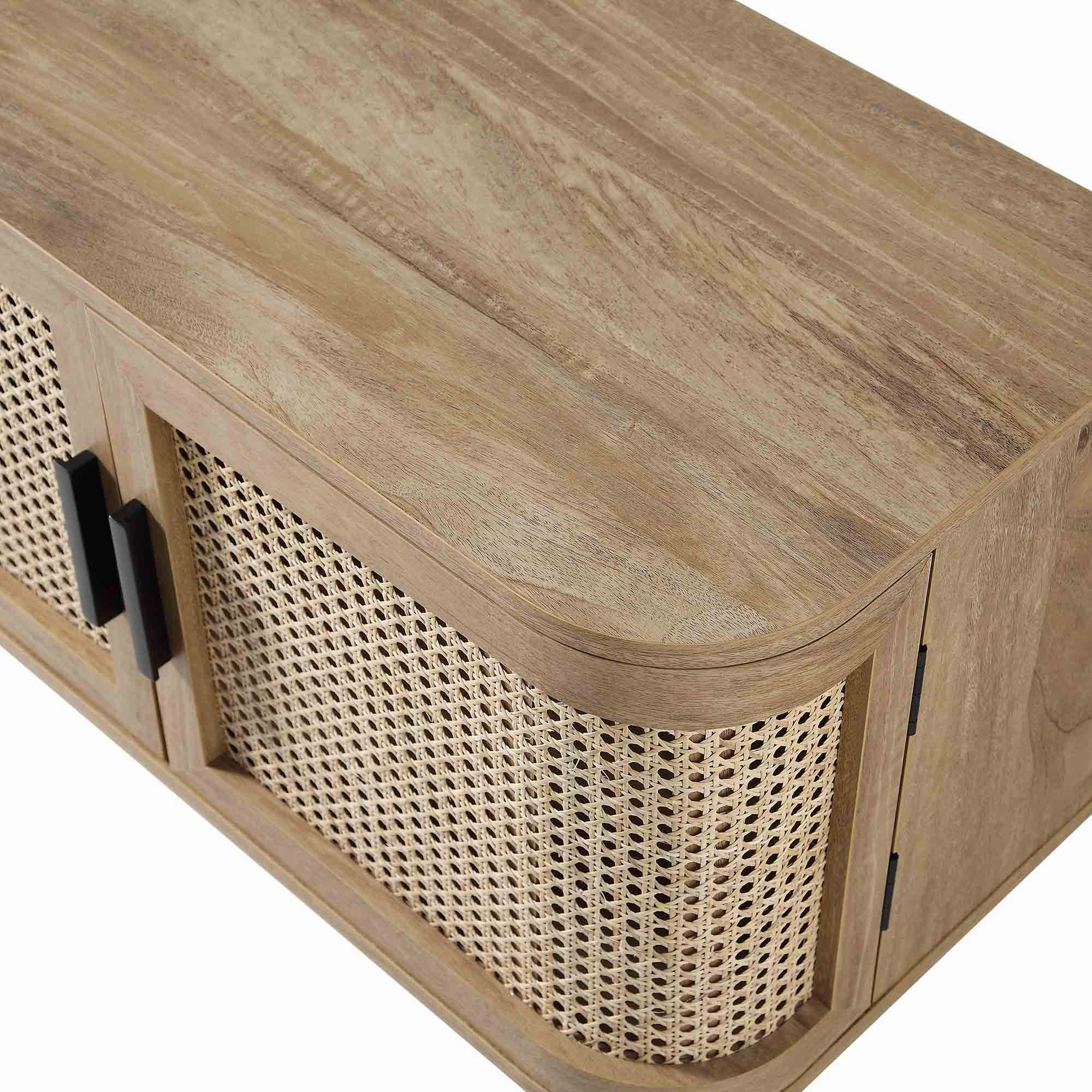 Izzy Curved Rattan 160cm Wide TV Unit, Natural