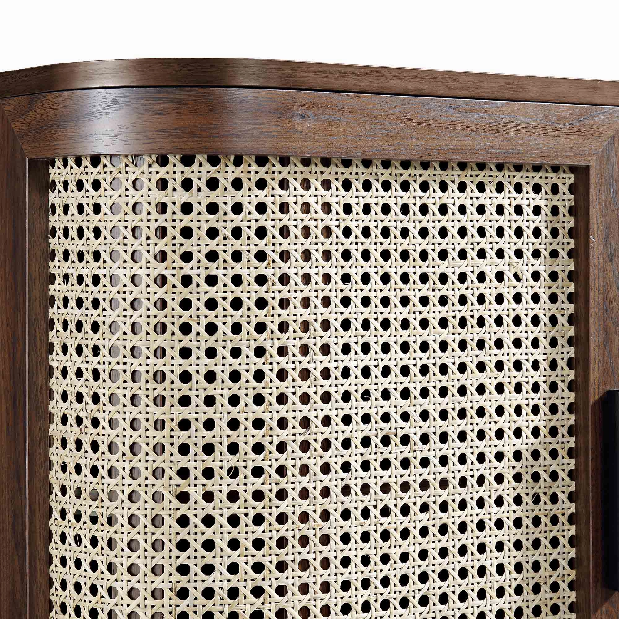 Izzy Curved Rattan 2-Door Buffet Sideboard, Walnut
