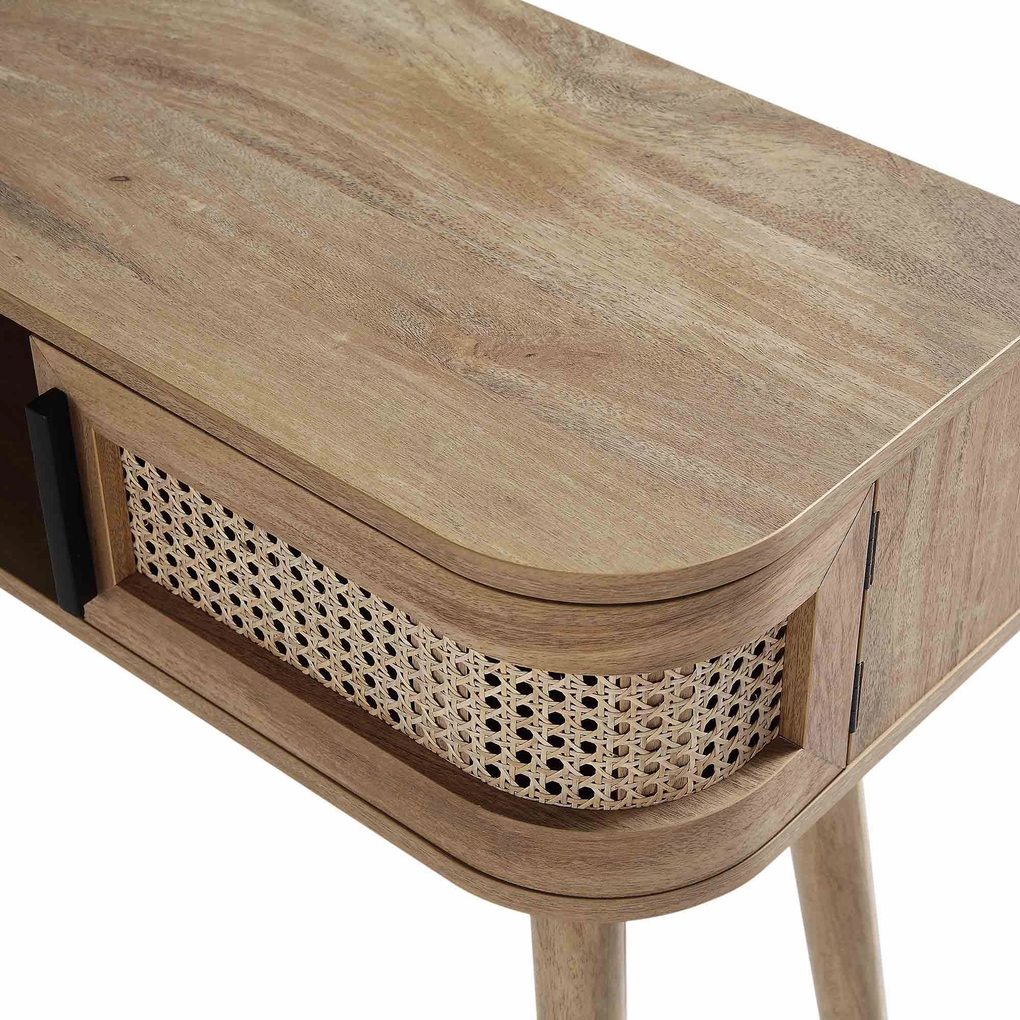 Izzy Curved Rattan 2-Door Table, Natural