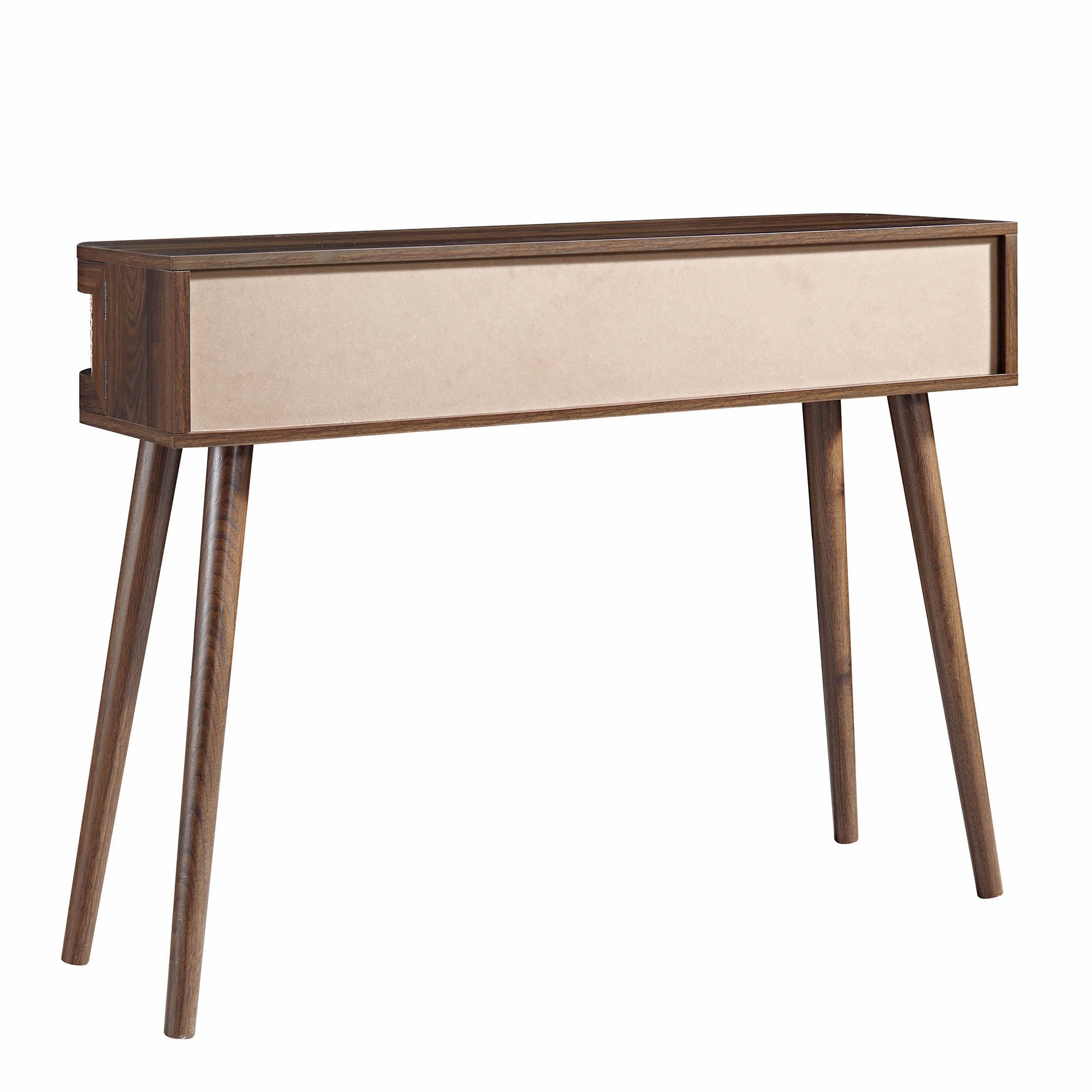 Izzy Curved Rattan 2-Door Table, Walnut