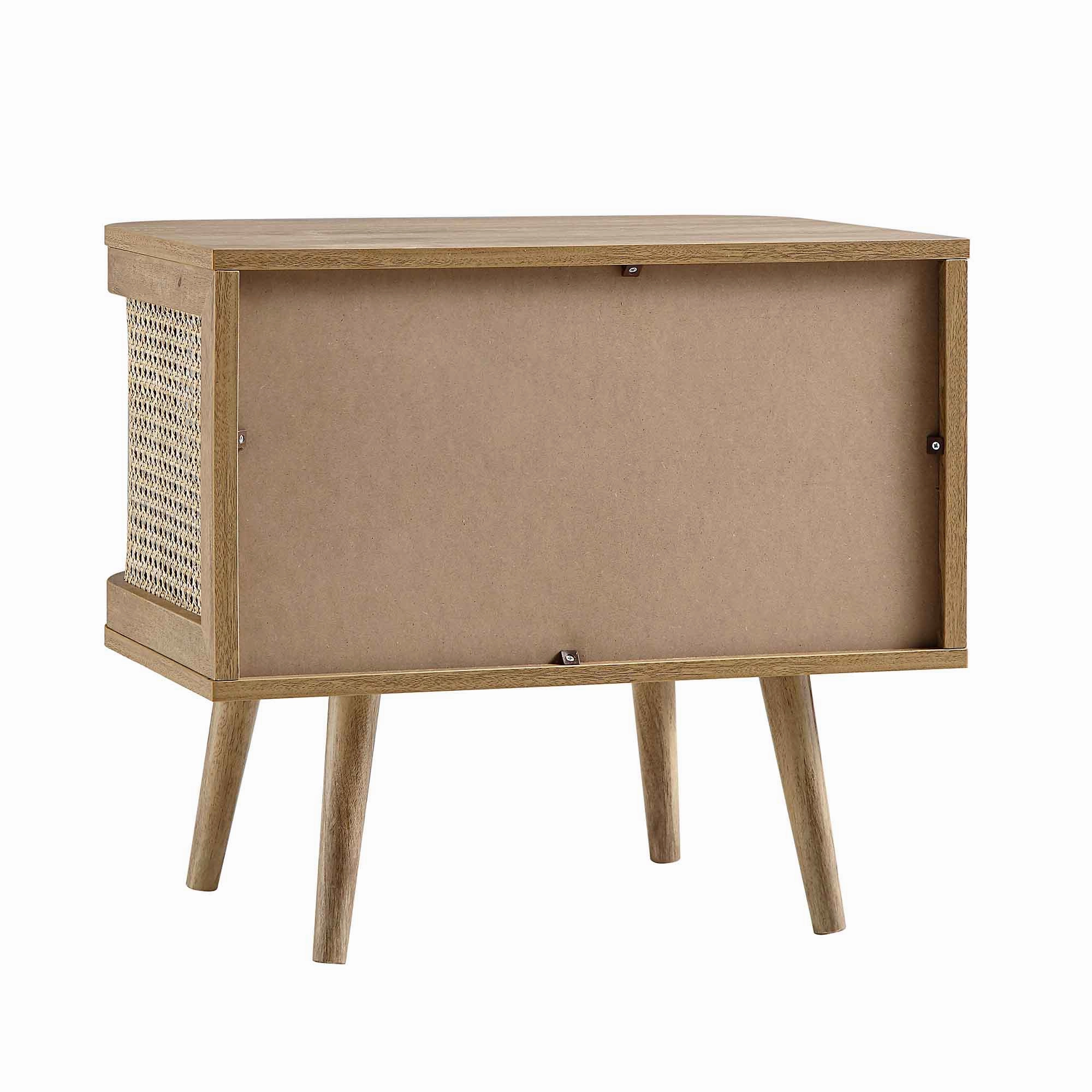 Izzy Curved Rattan Bedside Table, Natural