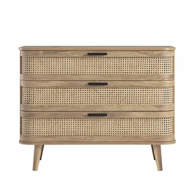 Izzy Curved Rattan Chest of 3 Drawers, Natural