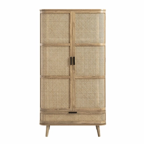 Izzy Curved Rattan Double Wardrobe, Natural