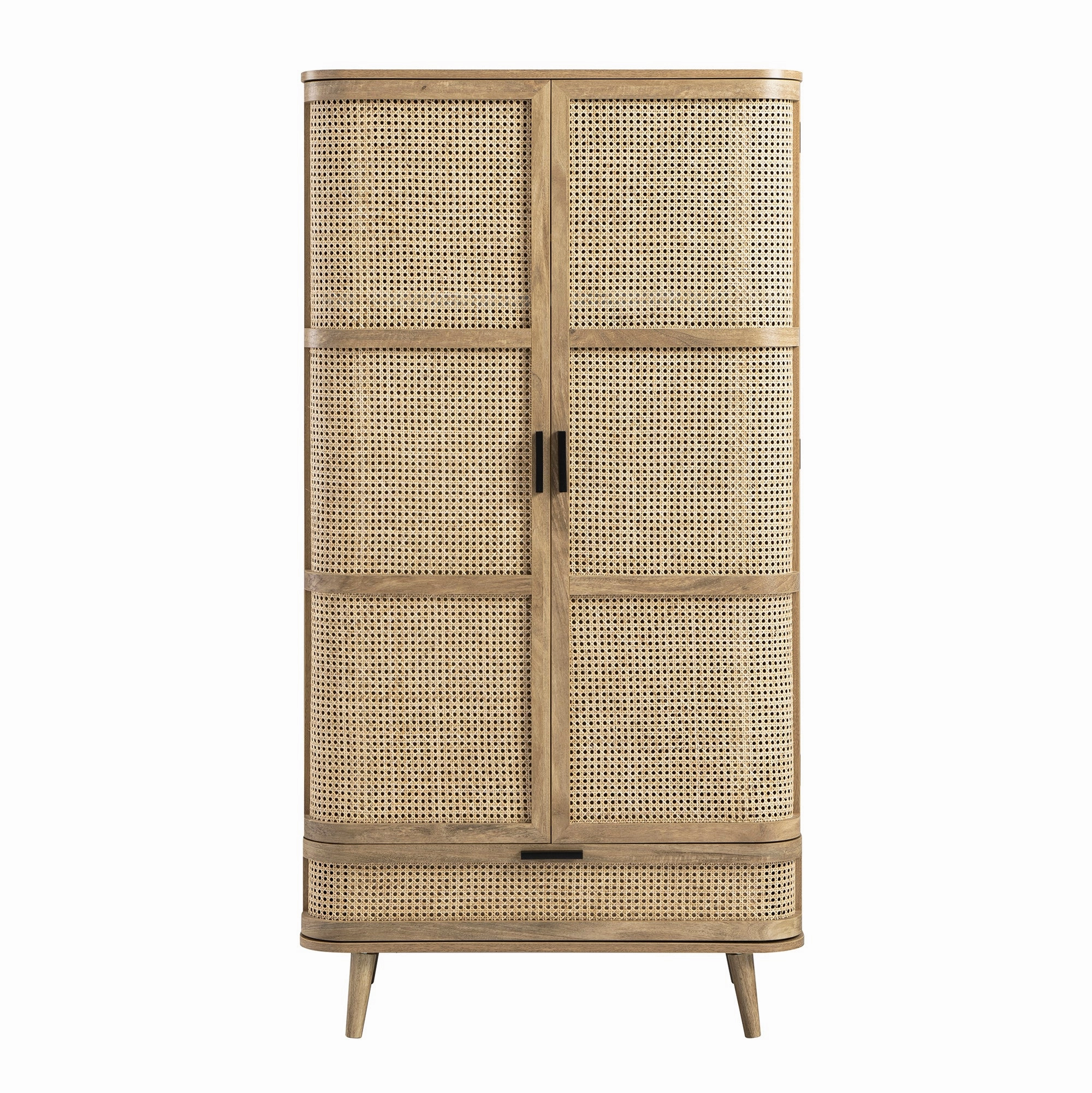 Izzy Curved Rattan Double Wardrobe, Natural