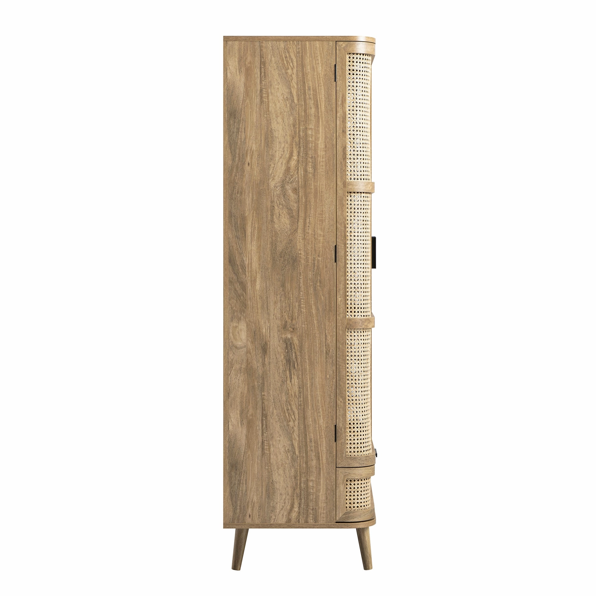 Izzy Curved Rattan Double Wardrobe, Natural