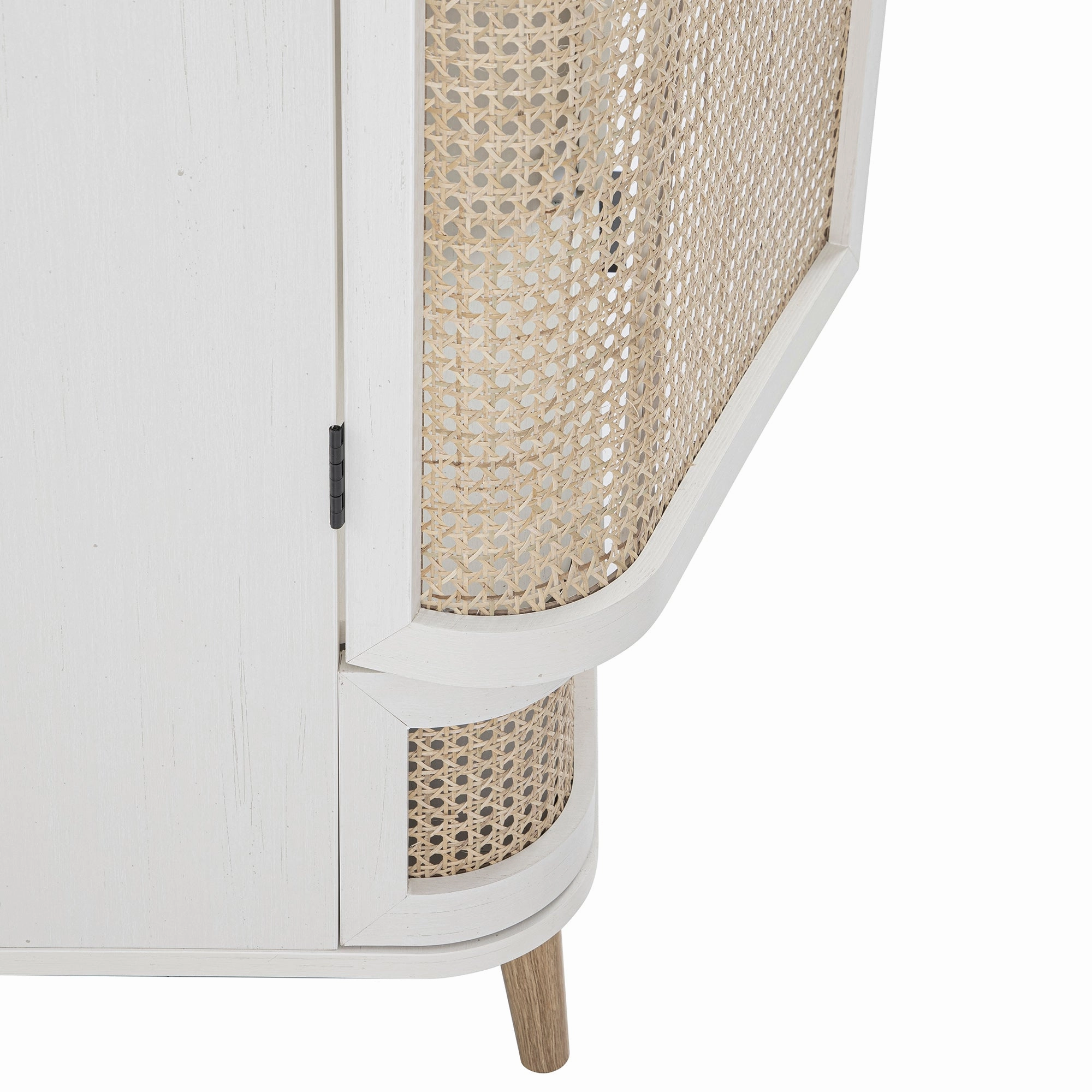 Izzy Curved Rattan Double Wardrobe, White