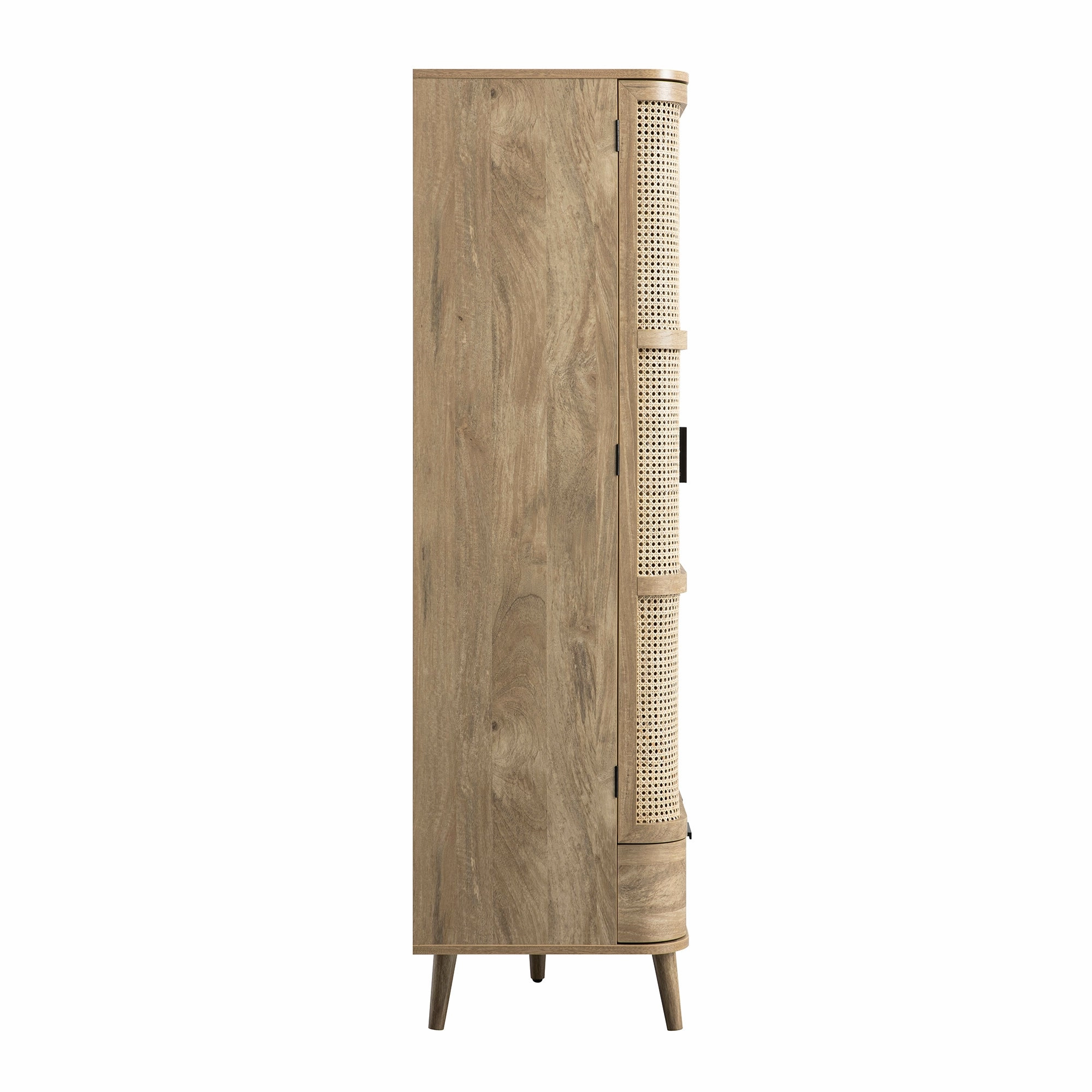 Izzy Curved Rattan Triple Wardrobe, Natural