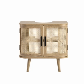 Izzy Curved Rattan Undersink Unit, Natural