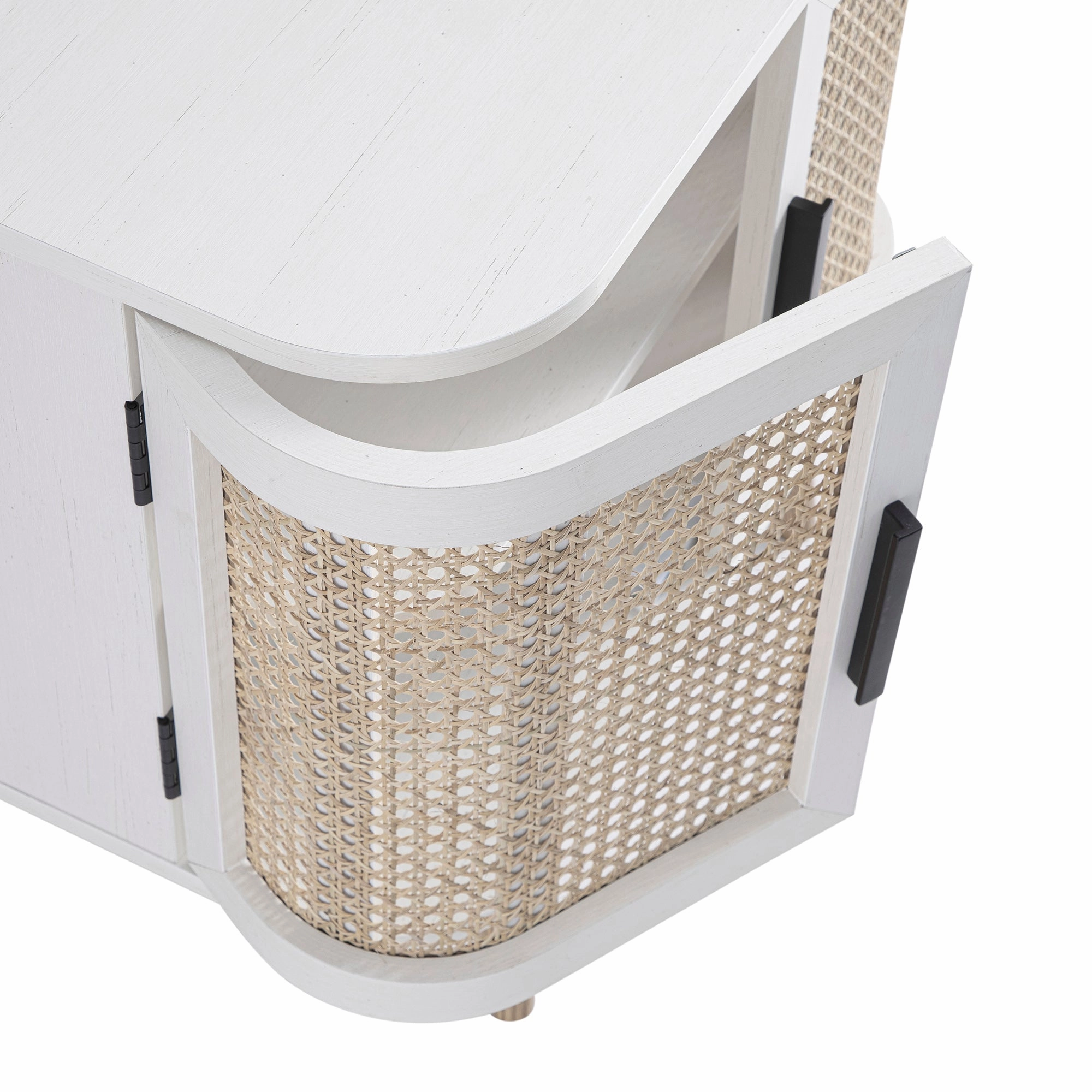 Izzy Curved Rattan Undersink Unit, White