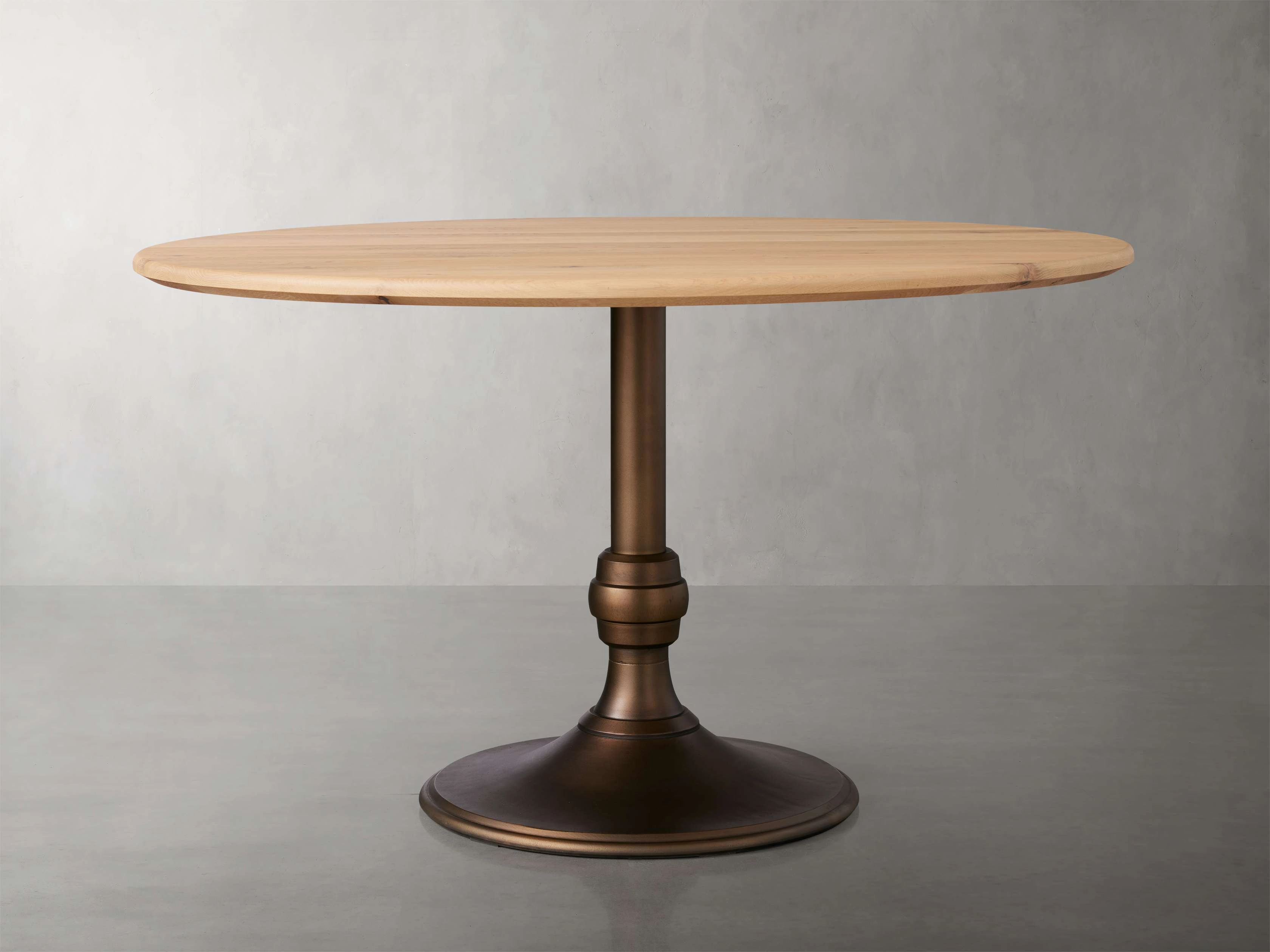 Jacob Round Dining Table with Wade Base in Flax Oak