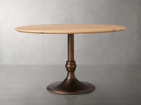 Jacob Round Dining Table with Wade Base in Flax Oak