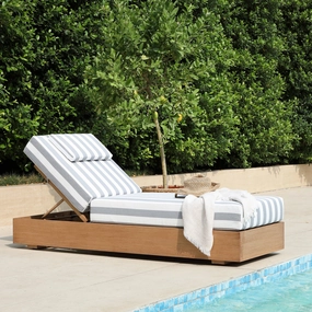 Jardin Aluminium Outdoor Sun Lounger, Natural with Blue Stripes