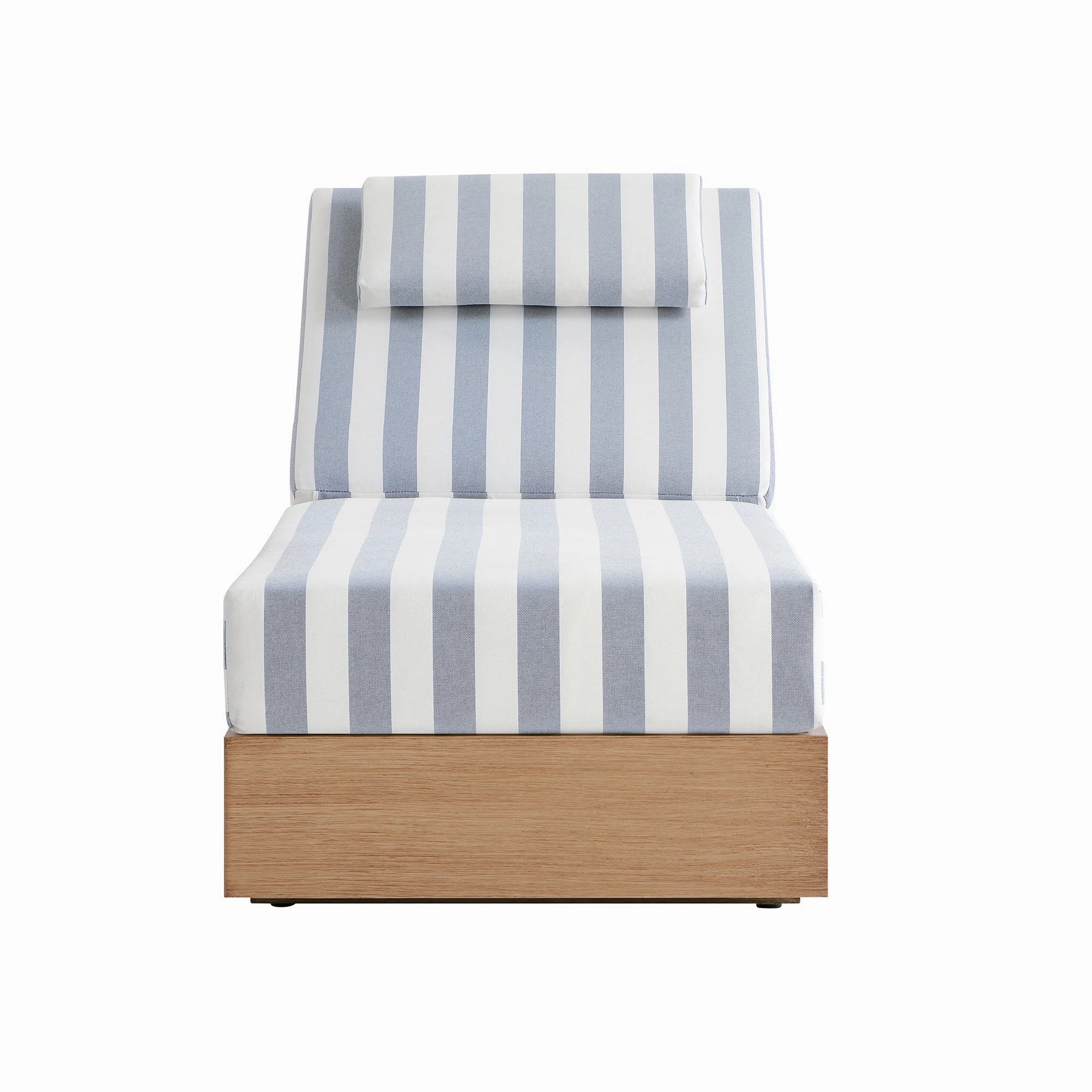 Jardin Aluminium Outdoor Sun Lounger, Natural with Blue Stripes