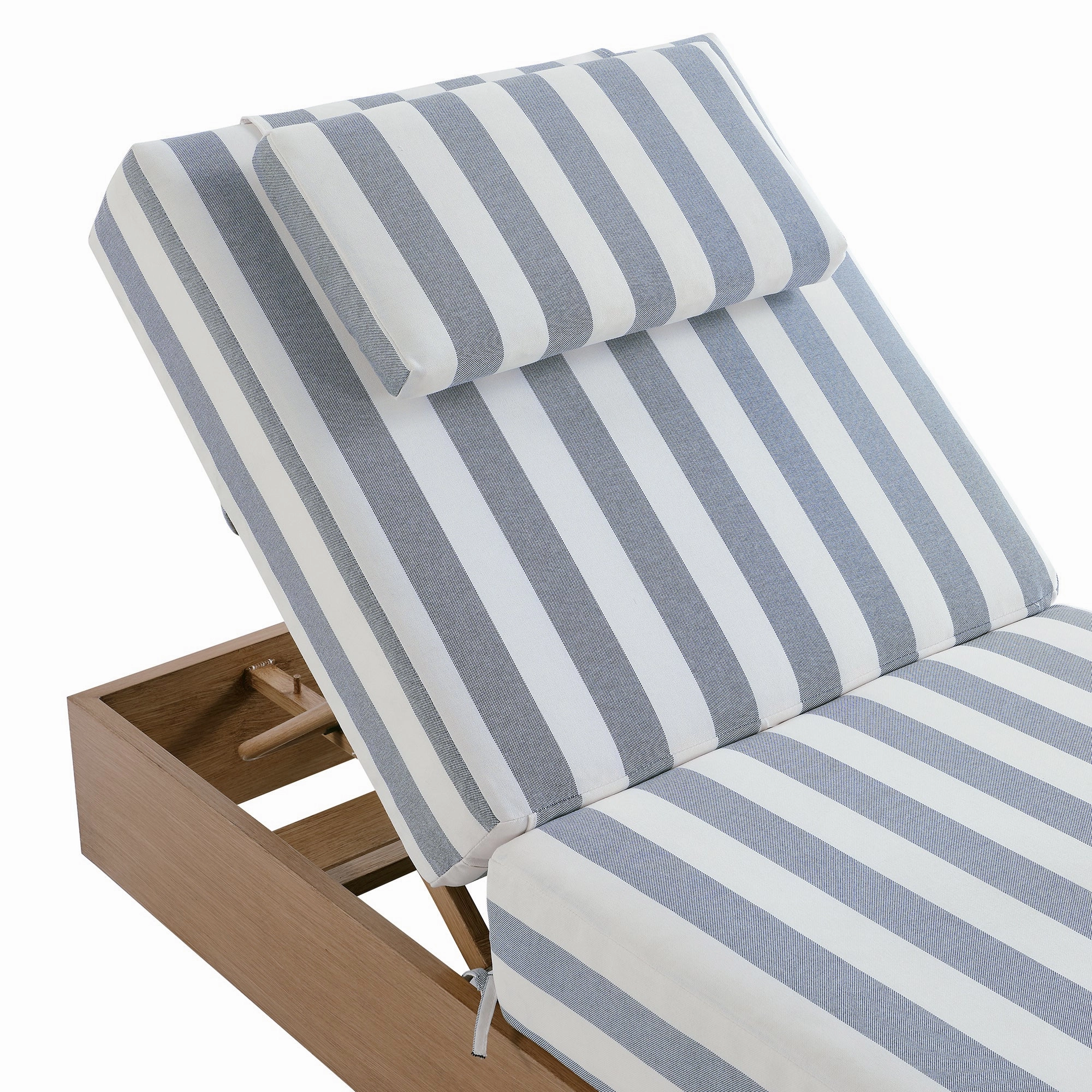 Jardin Aluminium Outdoor Sun Lounger, Natural with Blue Stripes