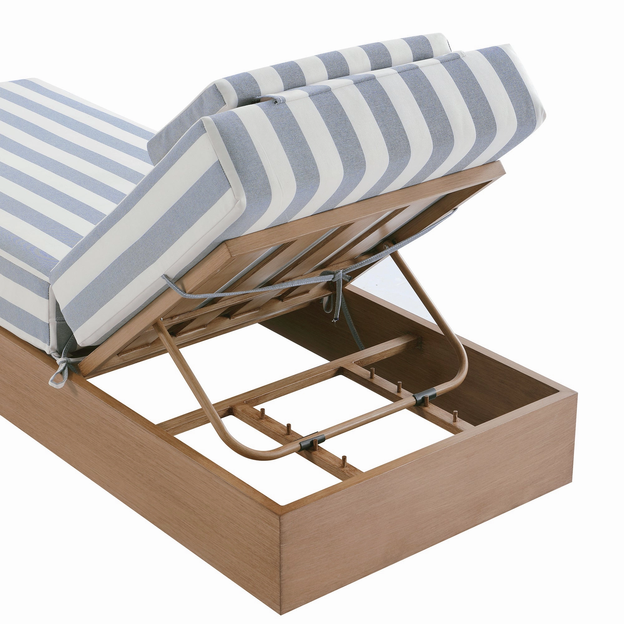 Jardin Aluminium Outdoor Sun Lounger, Natural with Blue Stripes
