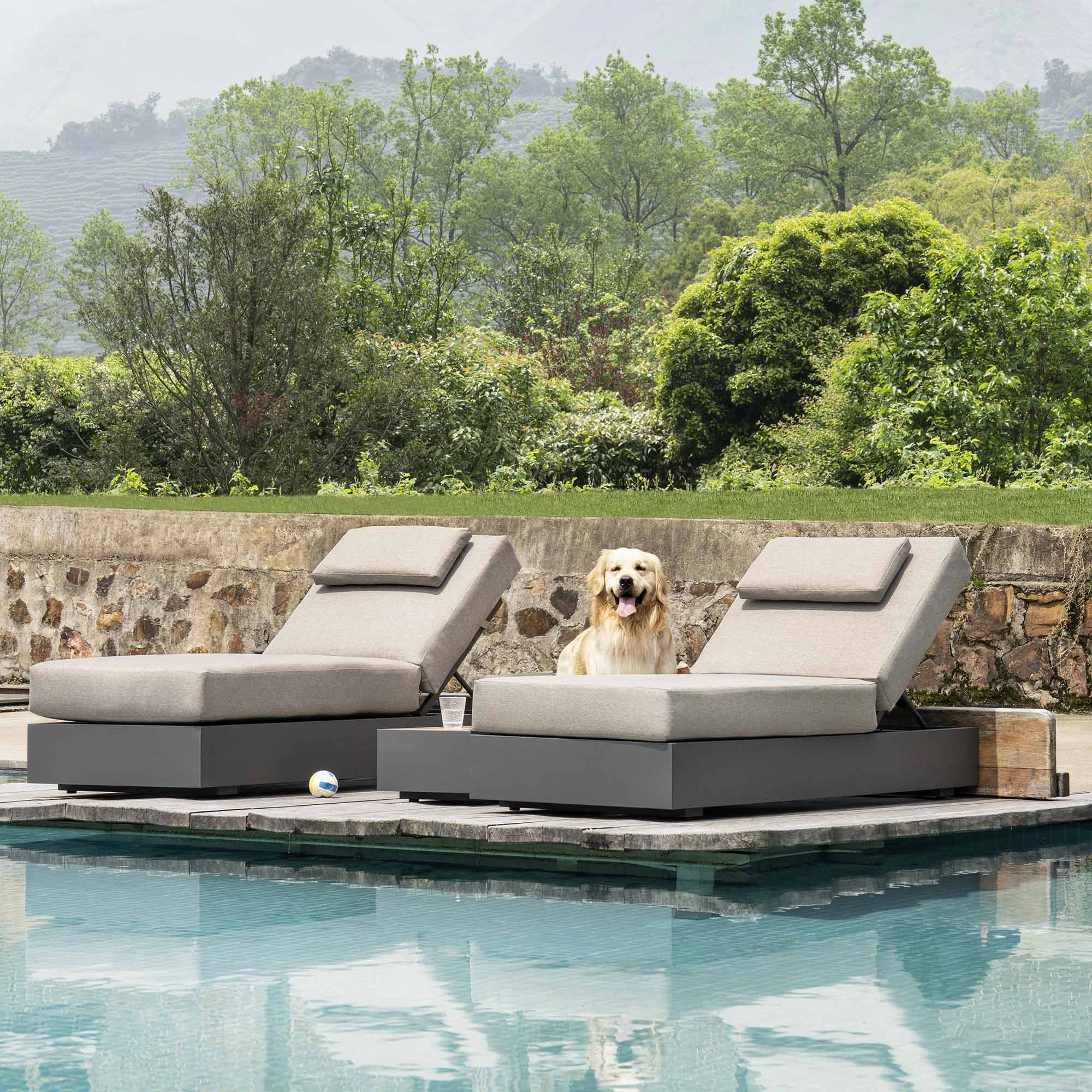 Jardin Aluminium Outdoor Sun Lounger Set, Granite