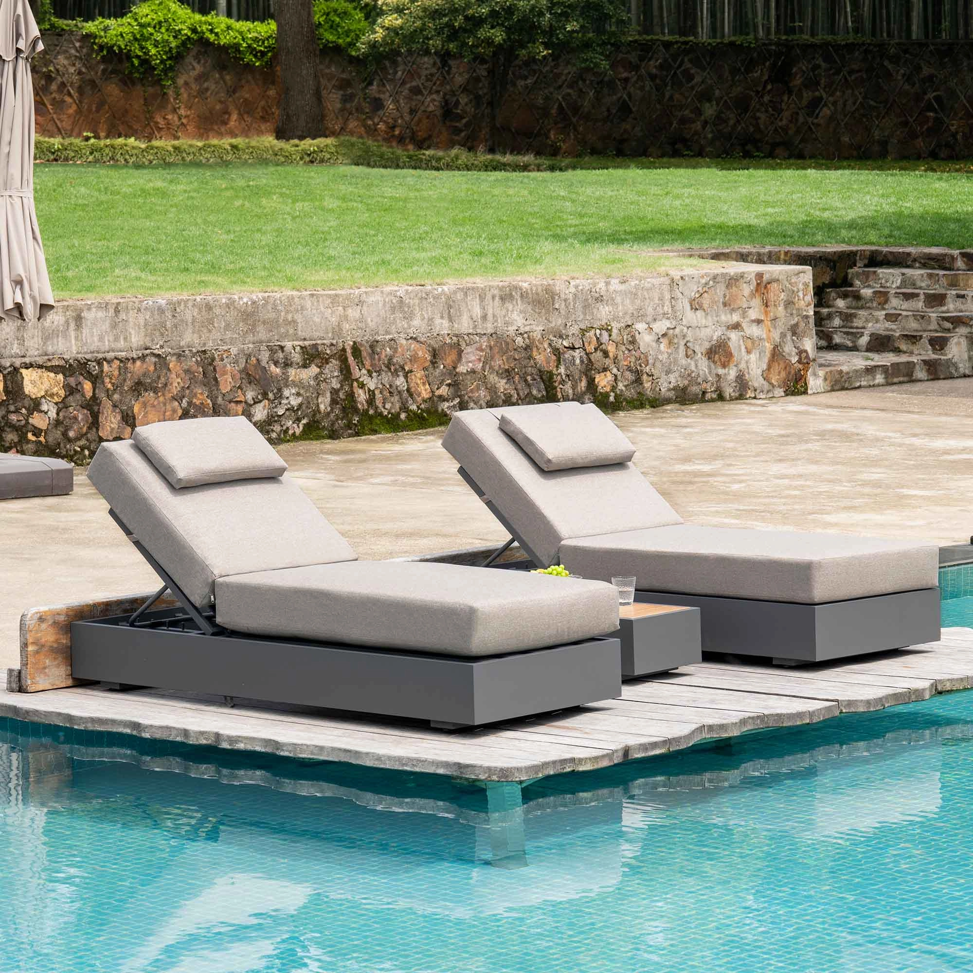 Jardin Aluminium Outdoor Sun Lounger Set, Granite