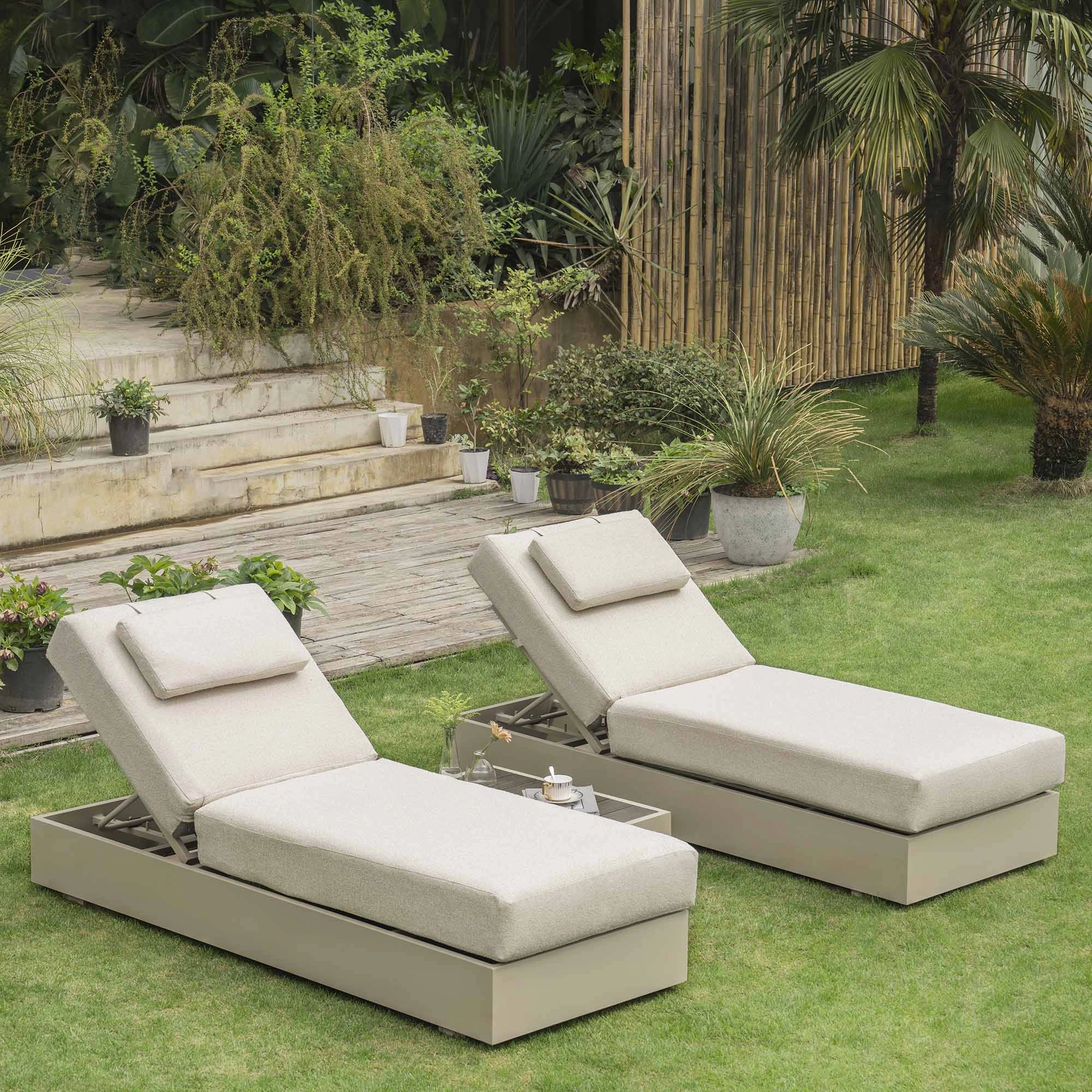 Jardin Aluminium Outdoor Sun Lounger Set, Pumice