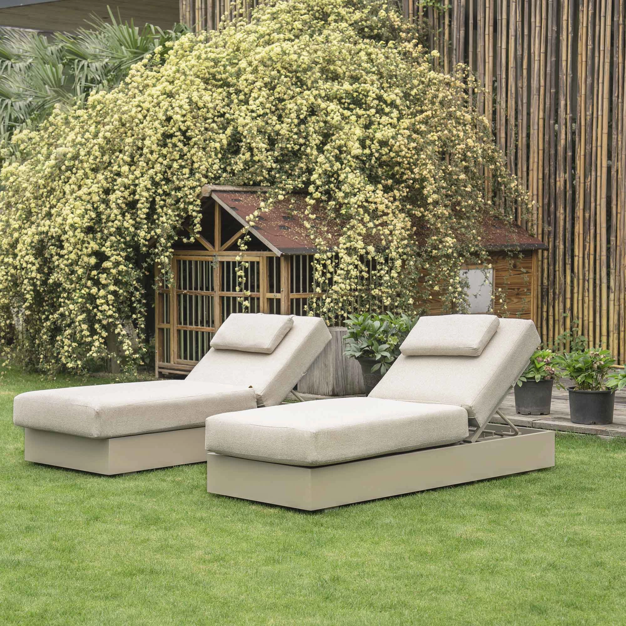 Jardin Aluminium Outdoor Sun Lounger Set, Pumice