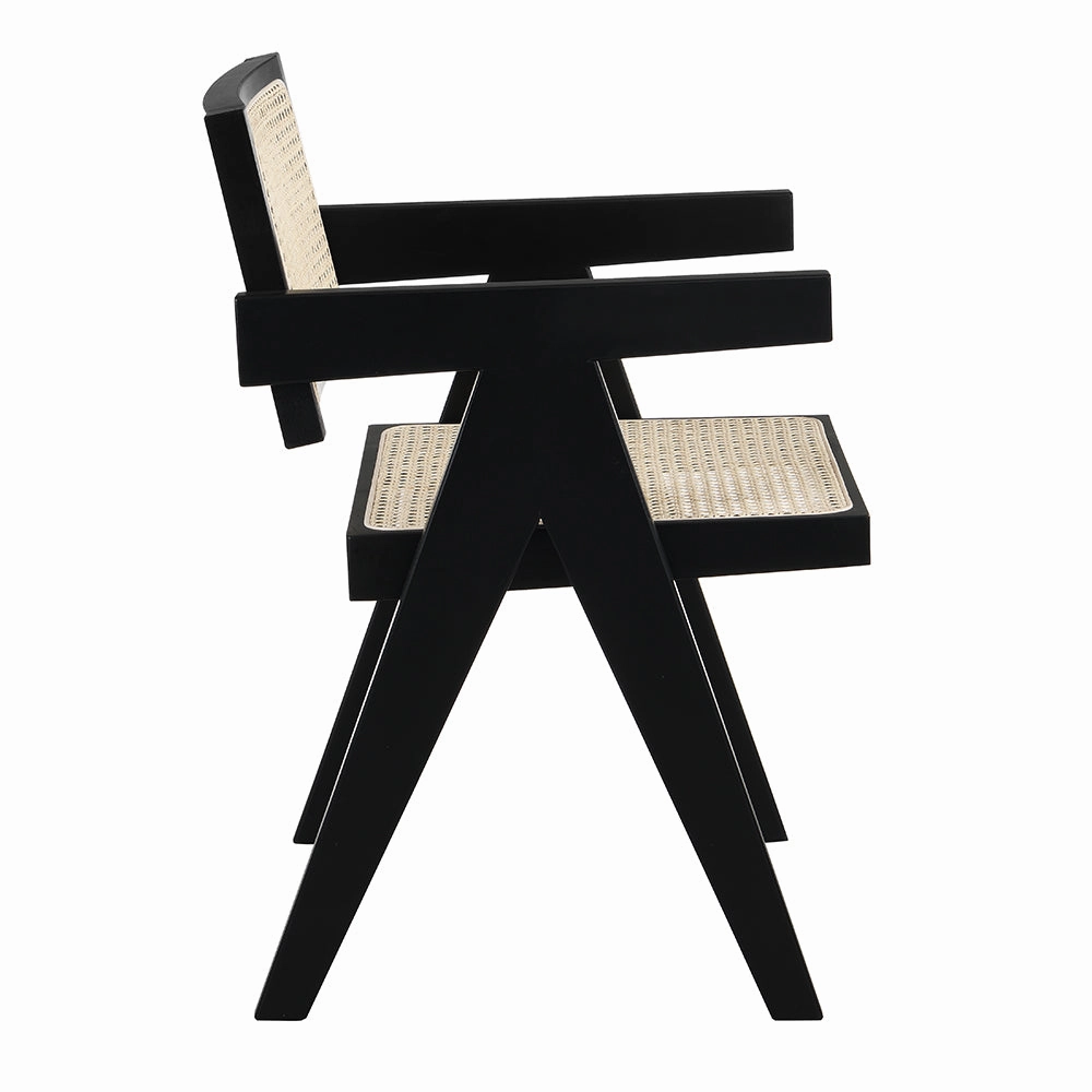 Jeanne Black Colour Cane Rattan Solid Beech Wood Dining Chair