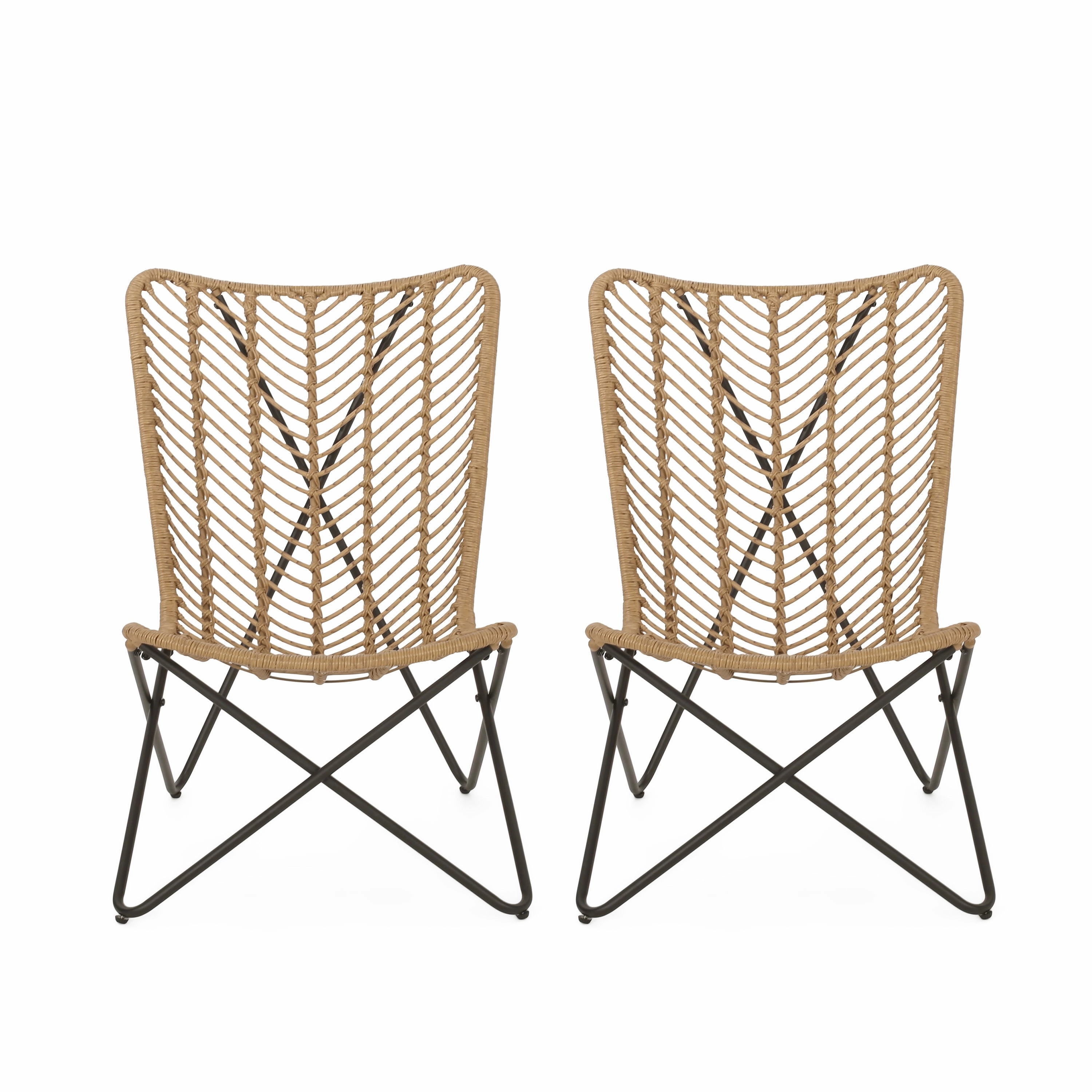 Juan Outdoor Wicker Accent Chairs, Set of 2