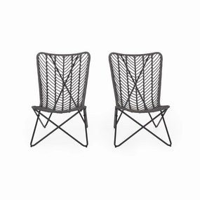 Juan Outdoor Wicker Accent Chairs, Set of 2 outdoor furniture, garden bench
