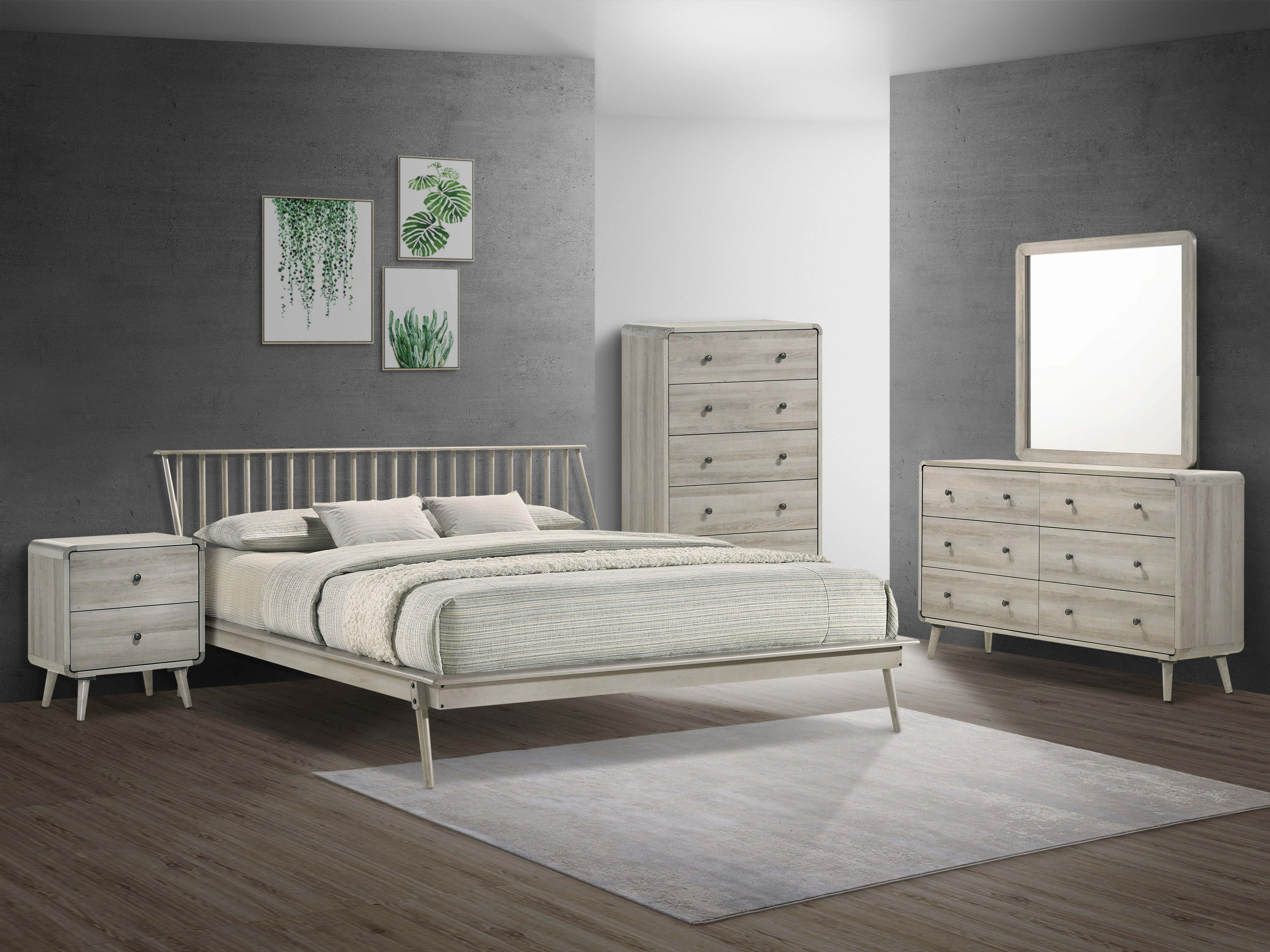 Kaiya 3-Piece Queen Spindle Bed - Antique Grey