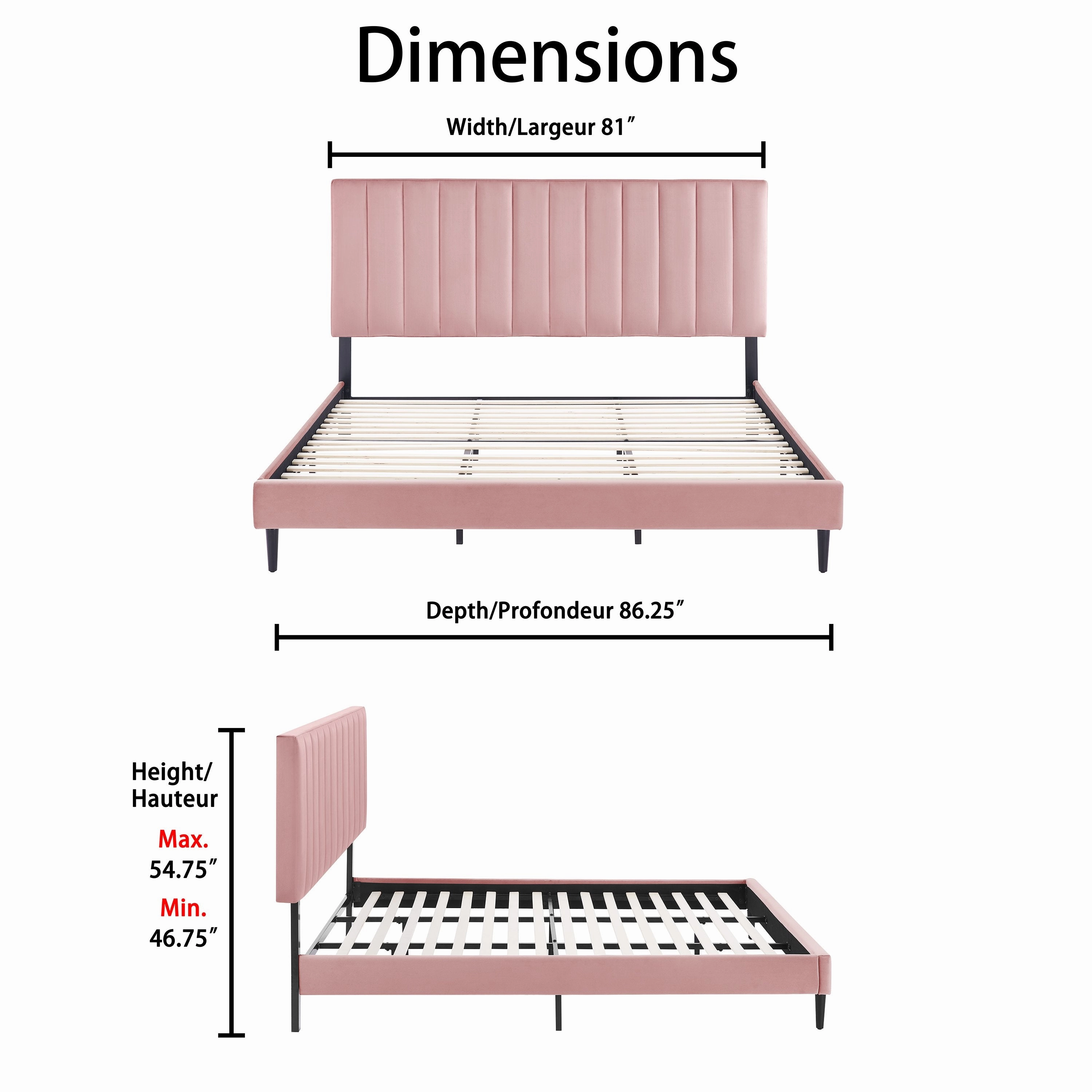 Kalina 3-Piece King Bed - Pink