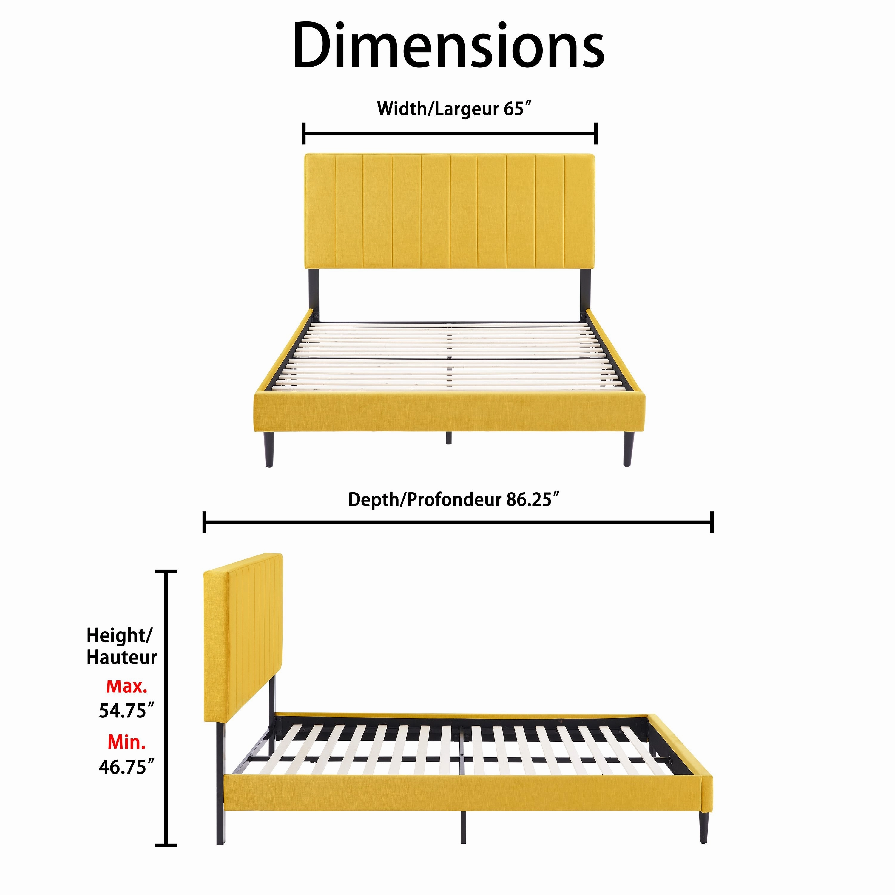 Kalina 3-Piece Queen Bed - Mustard