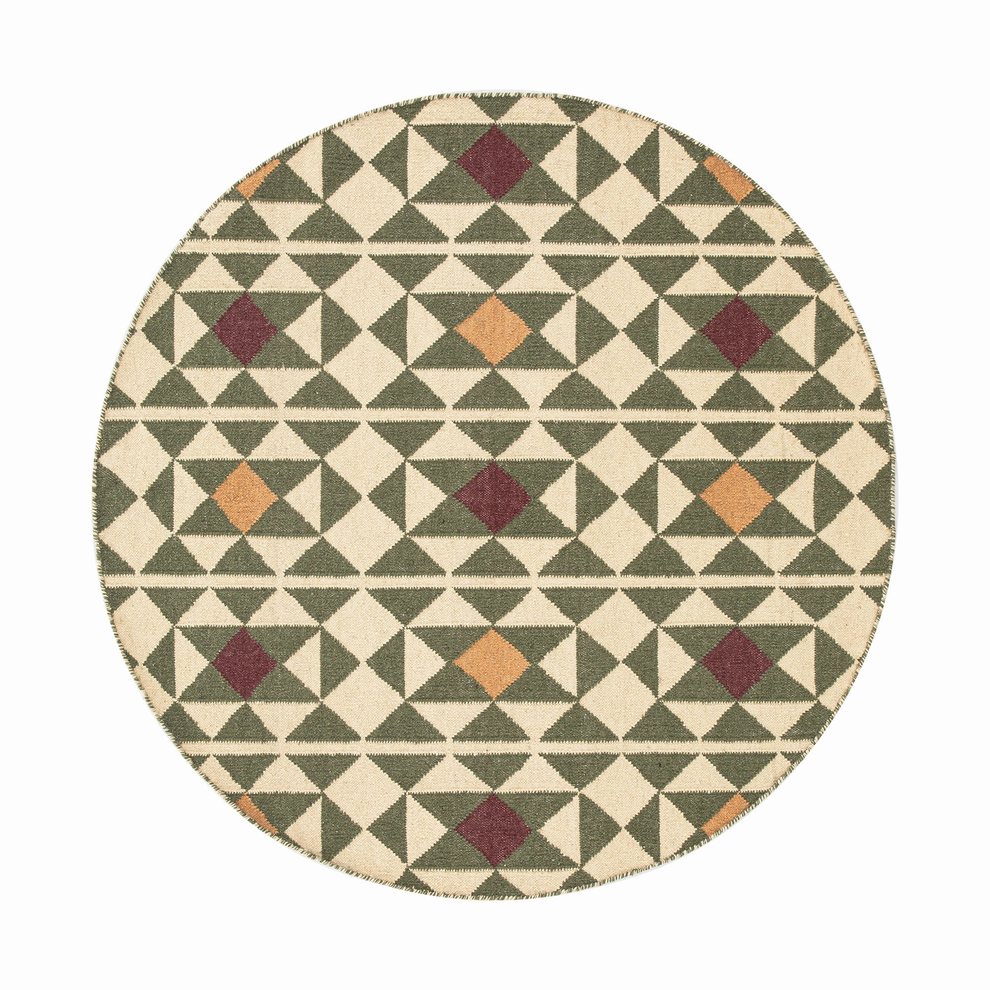 Kamala Geometric Handwoven Wool Round Rug