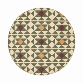 Kamala Geometric Handwoven Wool Round Rug