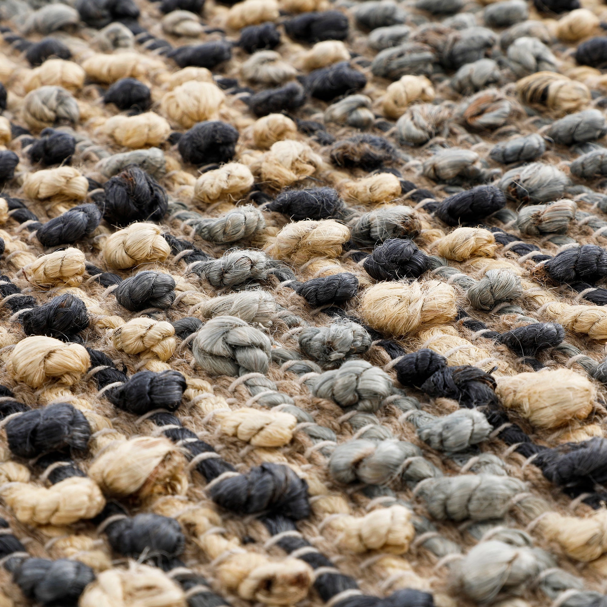 Kansas Bobble Grey Hemp & Cotton Handwoven Round Rug