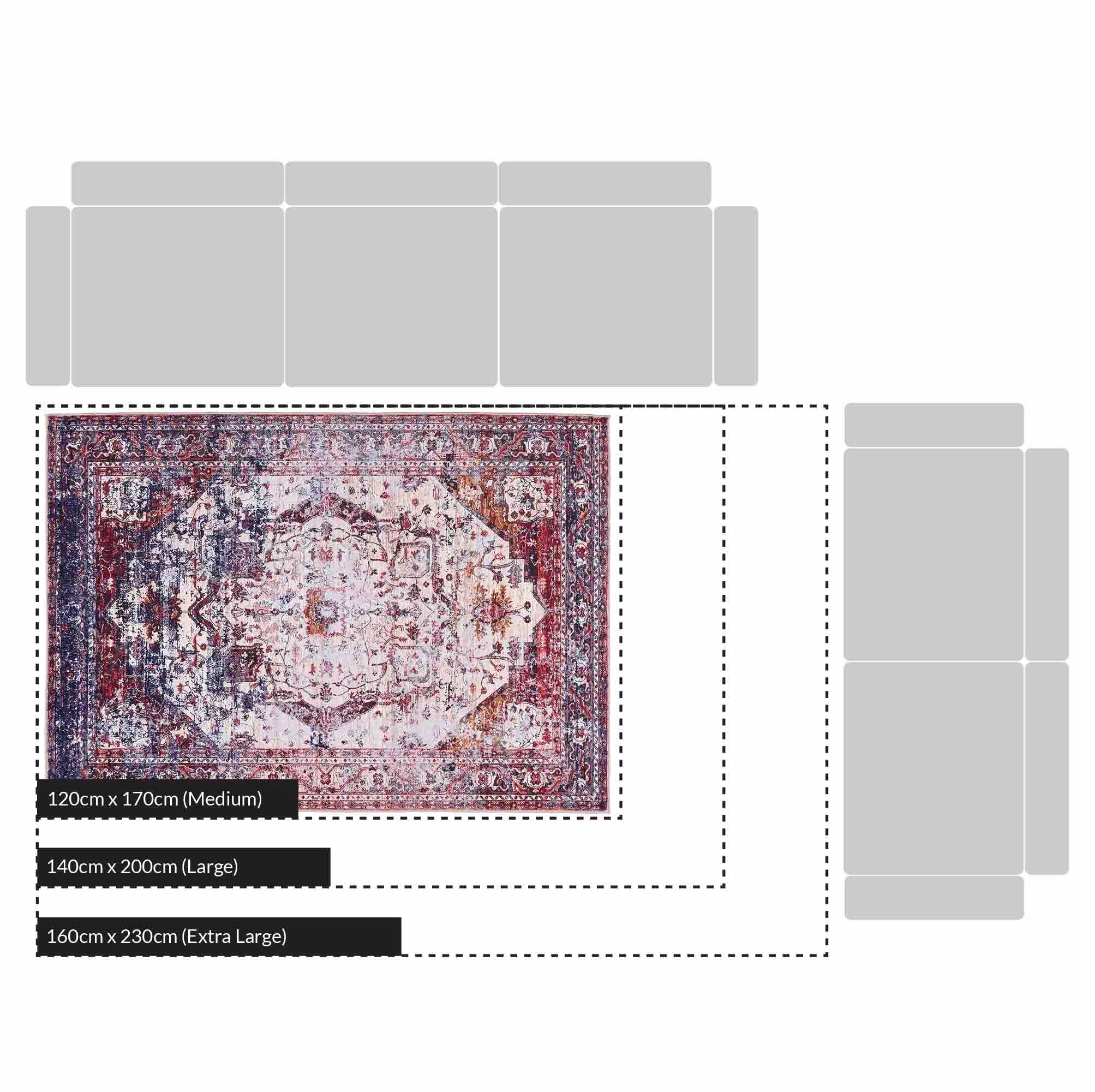 Kashmir Distressed Printed Rug 140 x 200 cm