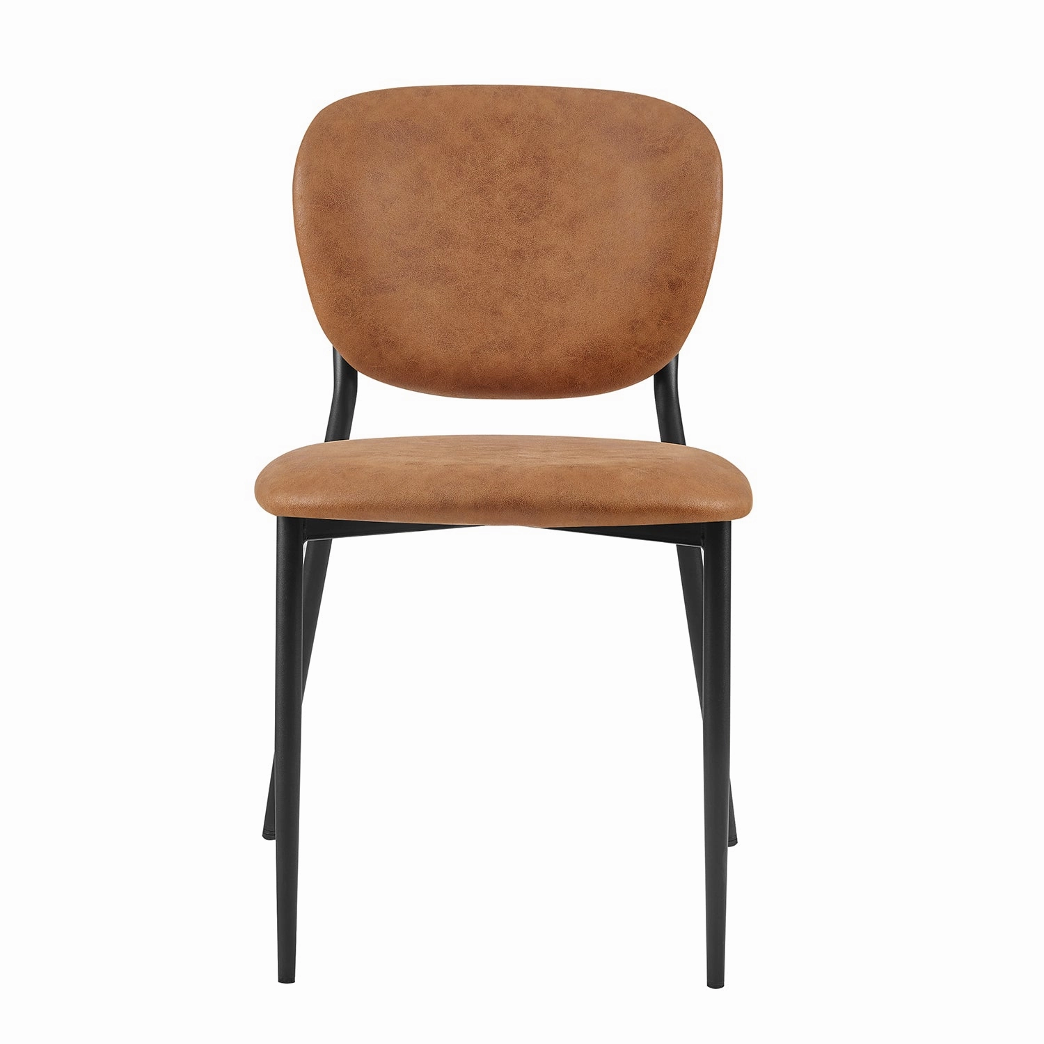 Kelmarsh Set of 2 Cognac Colour Vegan Leather Upholstered Dining Chairs