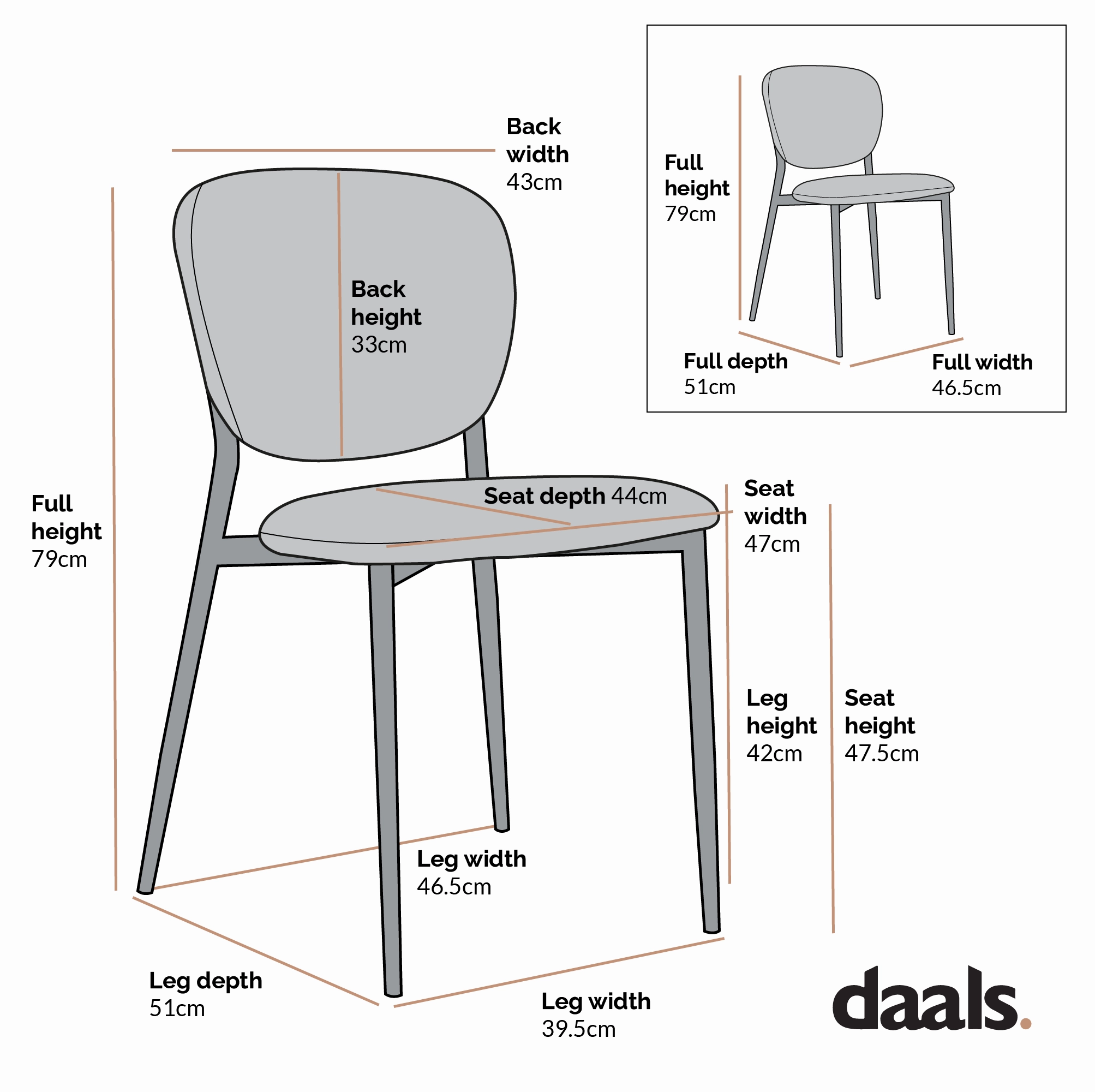 Kelmarsh Set of 2 Cognac Colour Vegan Leather Upholstered Dining Chairs