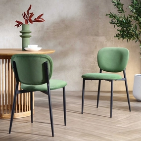 Kelmarsh Set of 2 Grass Green Velvet Upholstered Dining Chairs