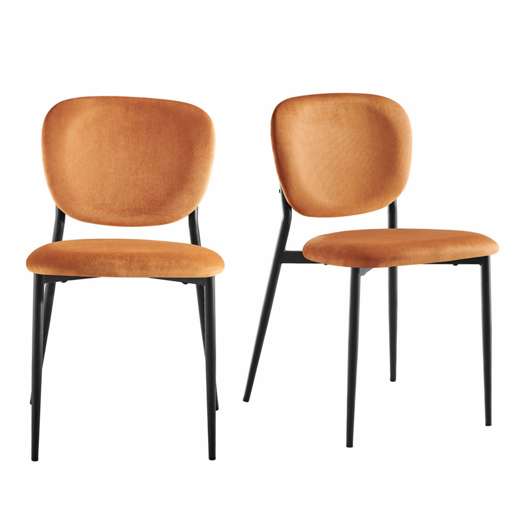 Kelmarsh Set of 2 Orange Velvet Upholstered Dining Chairs
