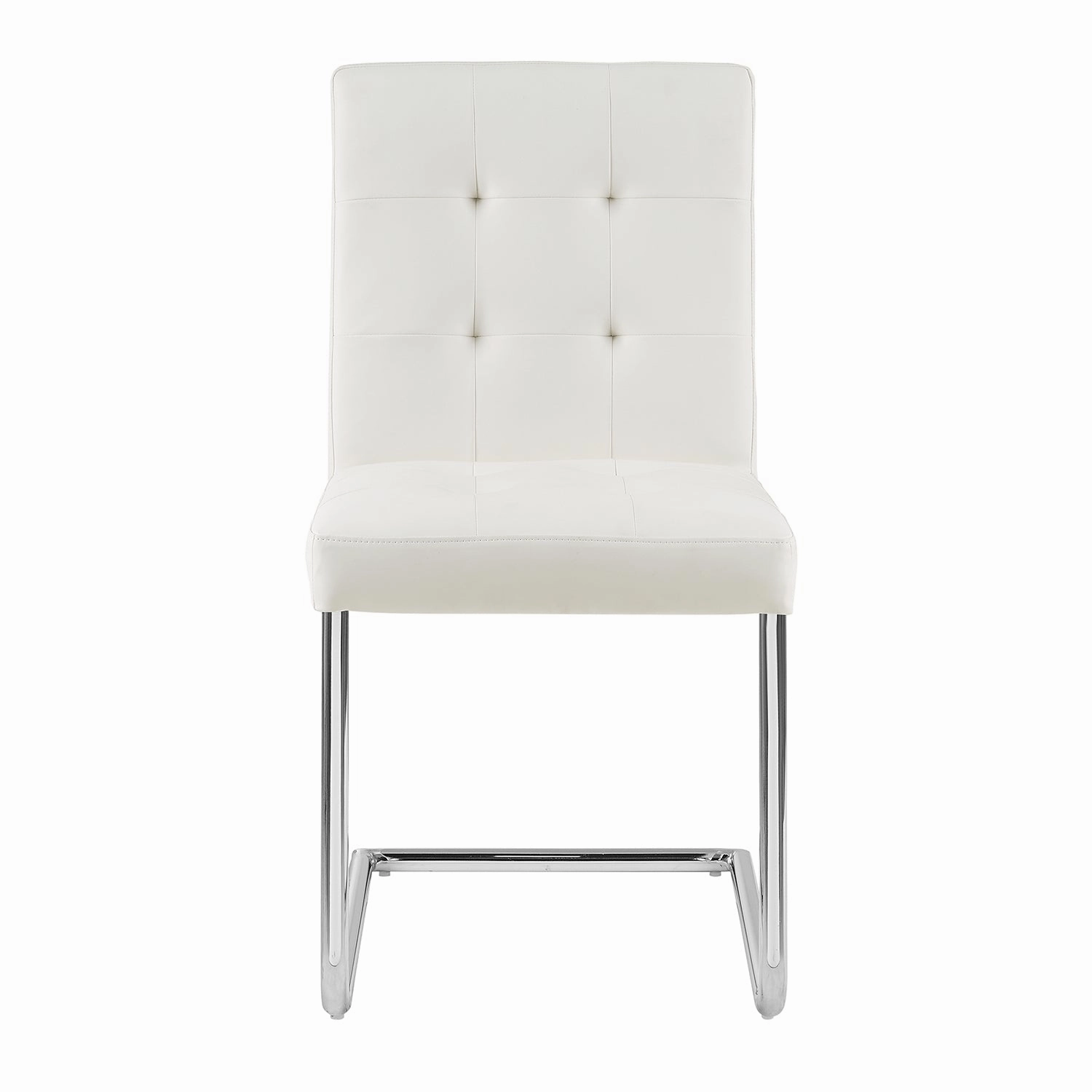 Keyston Set of 2 Cream White PU Leather Upholstered Dining Chairs with Chrome Legs